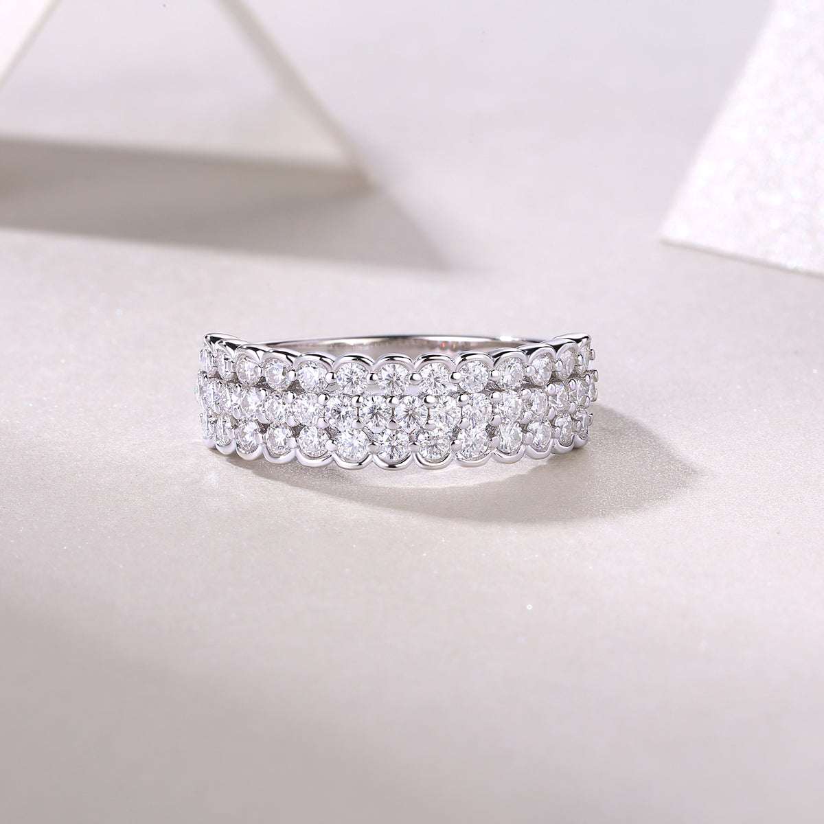 moissanite multi row ring 925 sterling silver statement minimalist luxury
