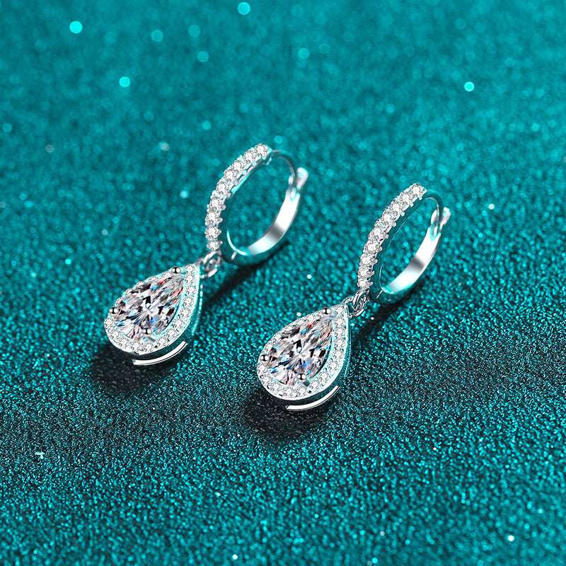 Pear Cut Moissanite Drop Earrings 925 Sterling Silver D Color VVS1 Luxury Bridal Jewelry