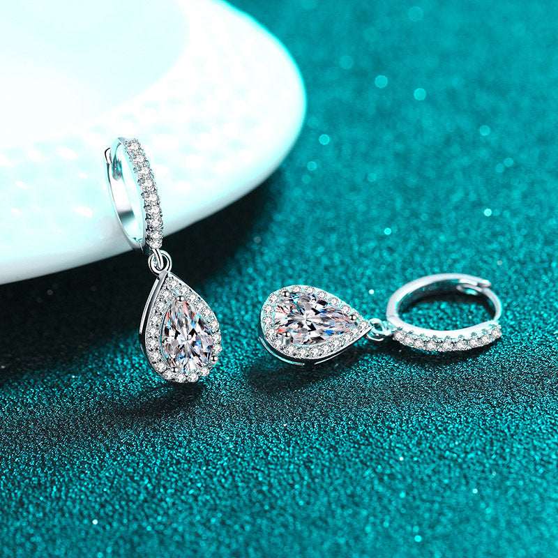 Pear Cut Moissanite Drop Earrings 925 Sterling Silver D Color VVS1 Luxury Bridal Jewelry