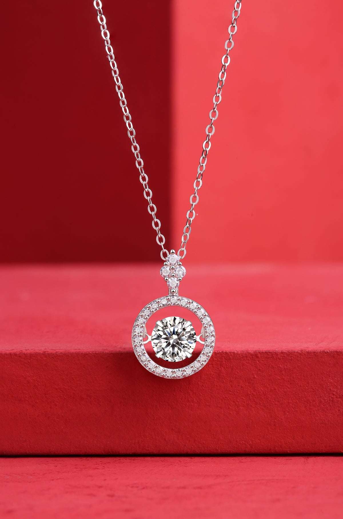 moissanite circle pendant necklace 925 sterling silver minimalist luxury