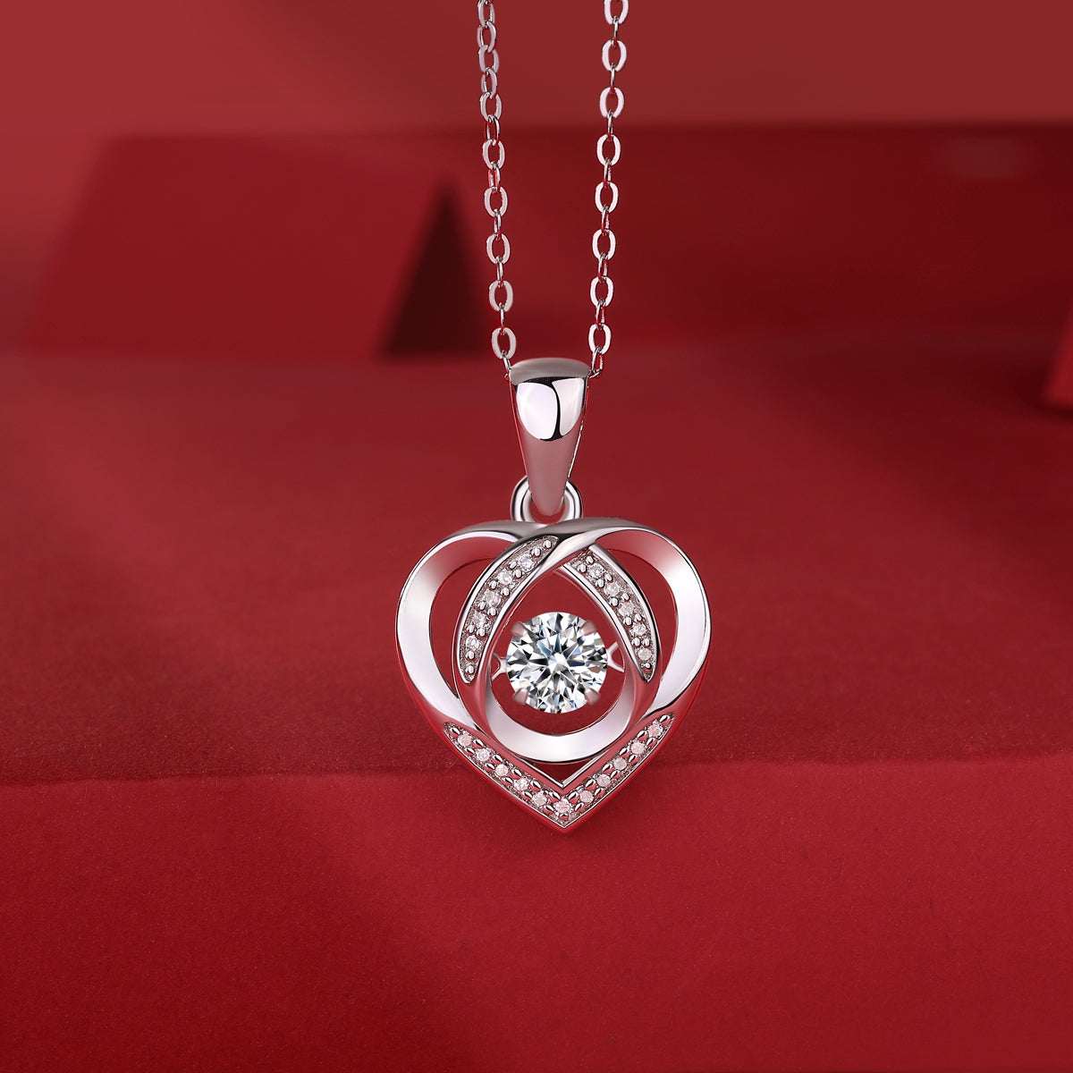 moissanite heart pendant necklace 925 sterling silver luxury minimalist