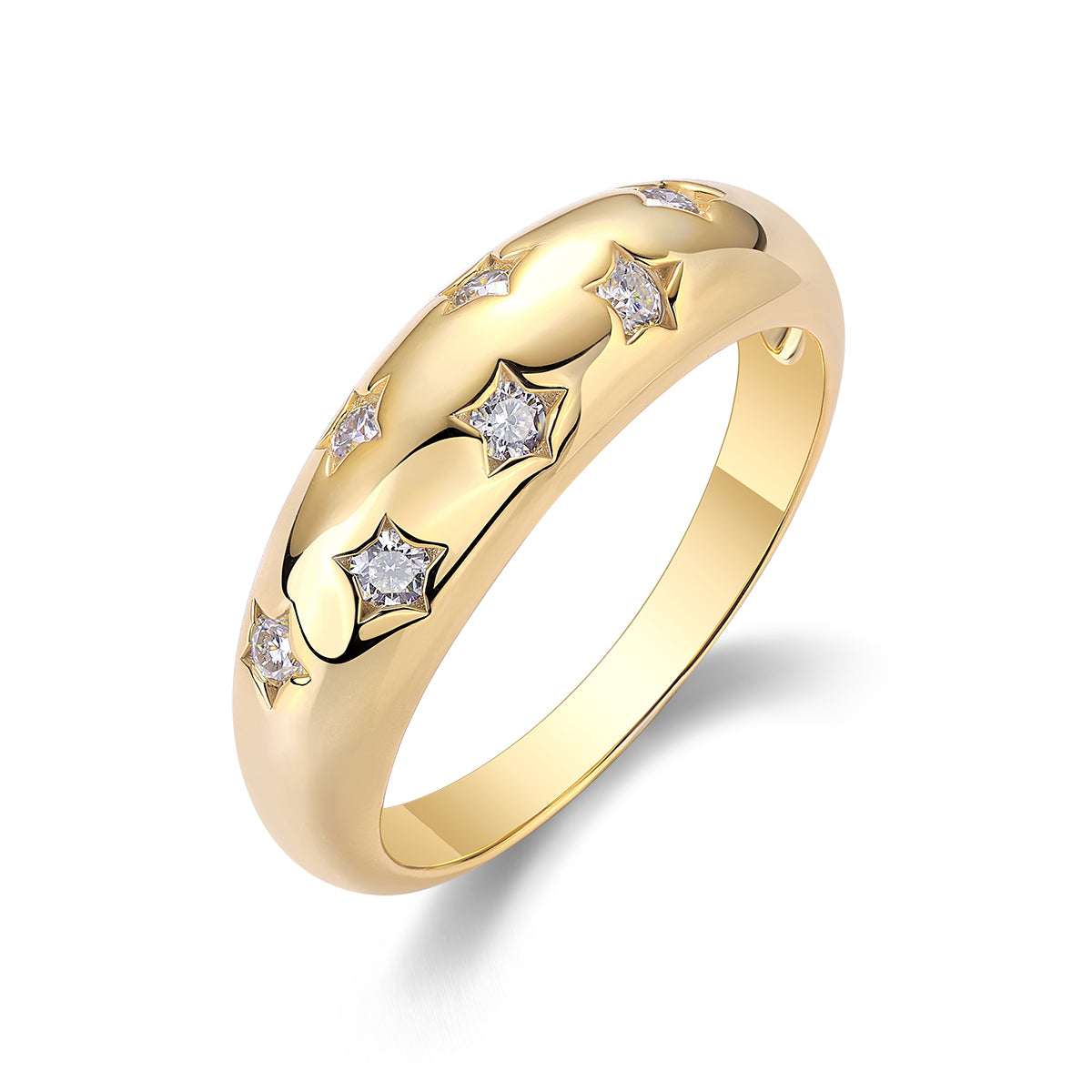 gold moissanite star ring 925 sterling silver wedding band diamond alternative