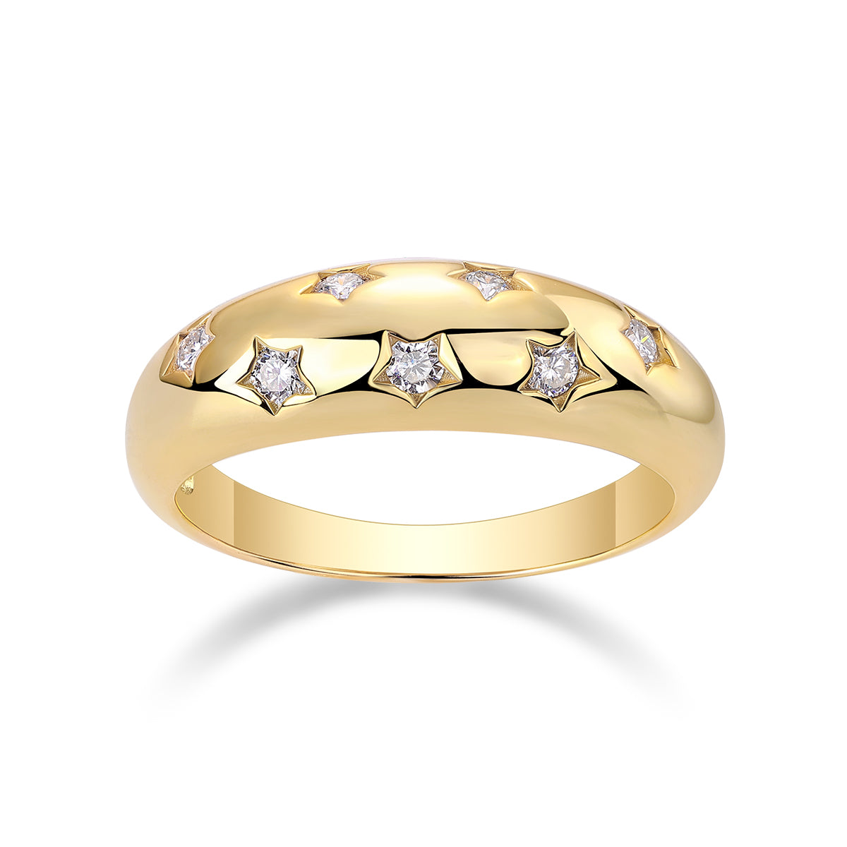 gold moissanite star ring 925 sterling silver wedding band diamond alternative