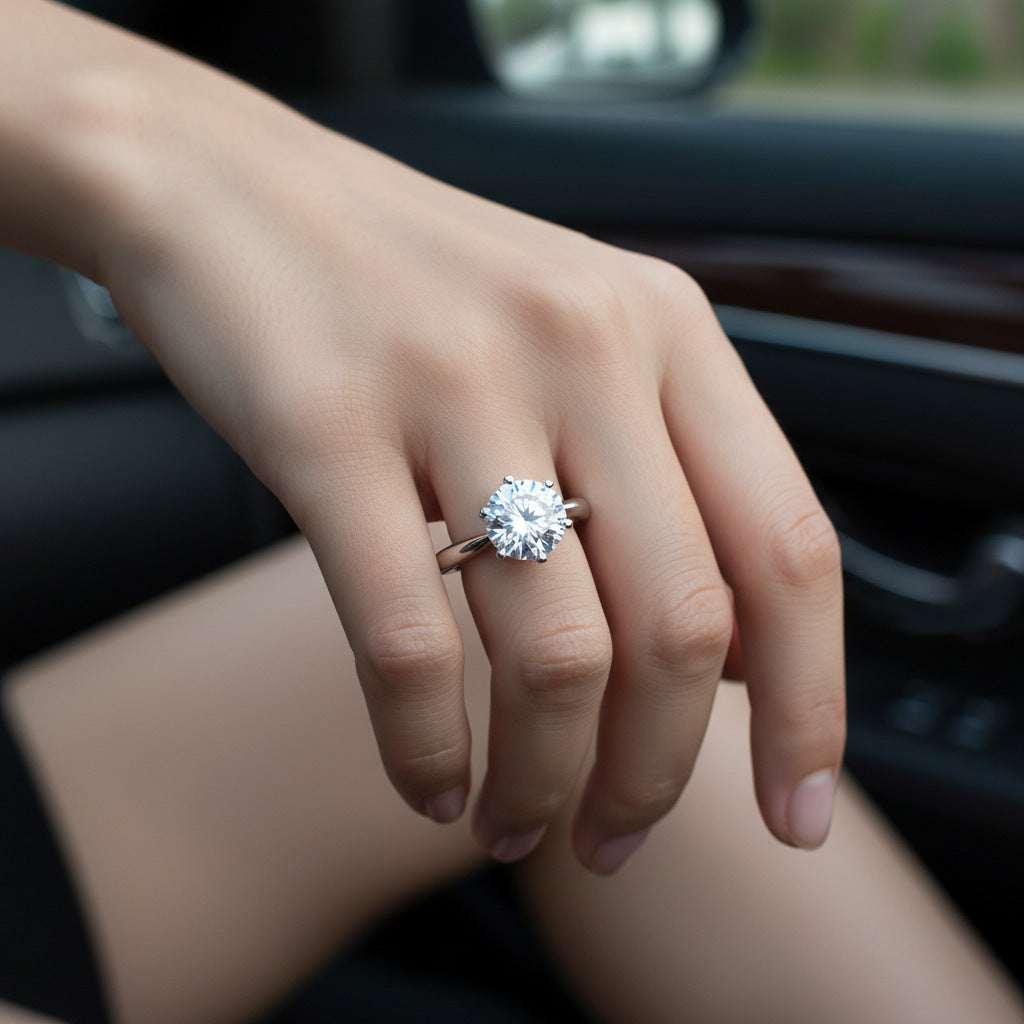 5 Carat Moissanite Solitaire Ring 925 Sterling Silver D Color VVS1 Luxury Engagement Ring Diamond Alternative