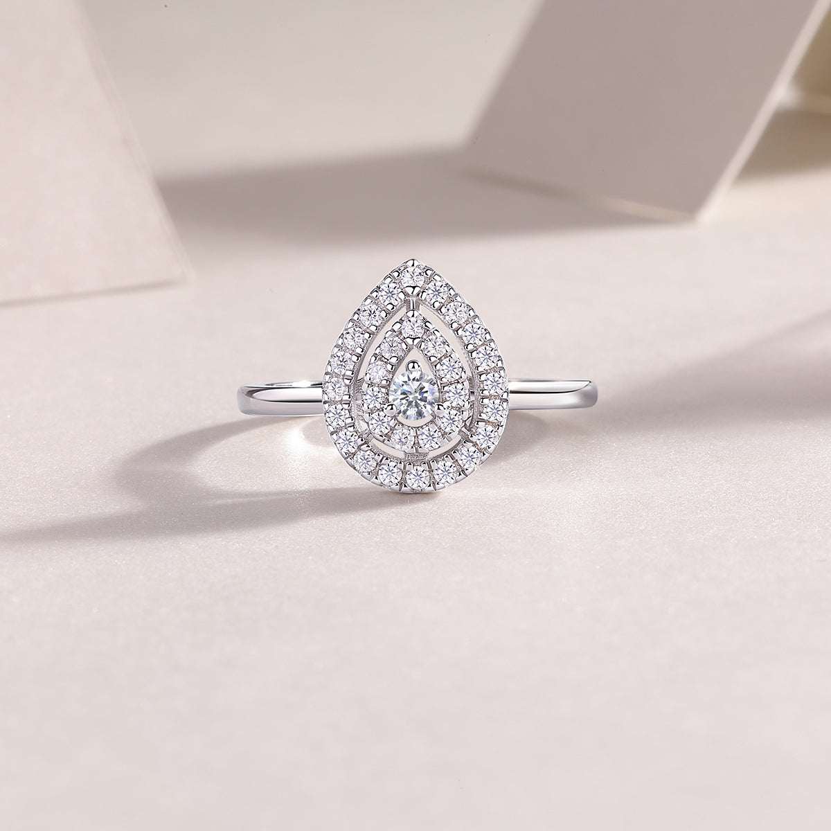 pear moissanite halo ring 925 sterling silver minimalist luxury