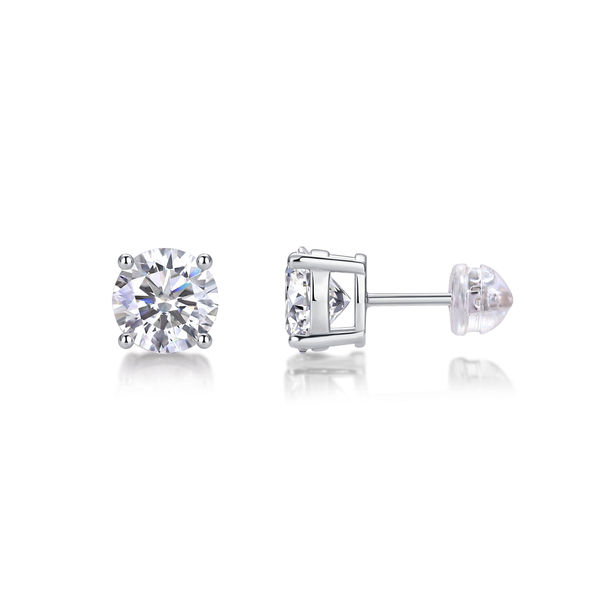 round moissanite stud earrings 925 sterling silver classic minimalist luxury