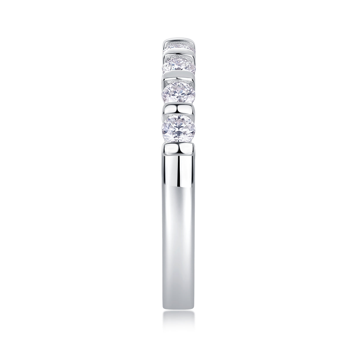 Moissanite eternity ring 925 sterling silver band with round stones