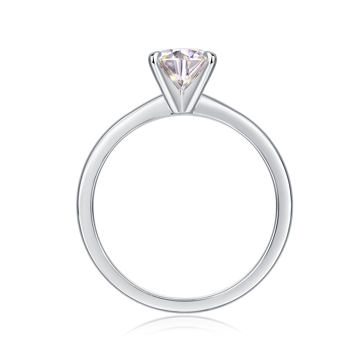Classic 1ct Moissanite Solitaire Ring 925 Sterling Silver 4-Prong Engagement Ring D Color VVS1 Diamond Alternative