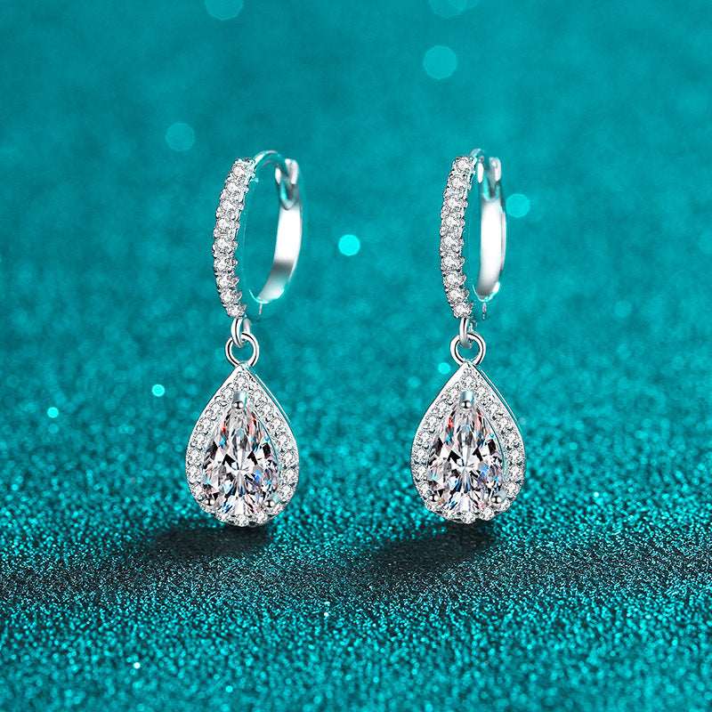 Pear Cut Moissanite Drop Earrings 925 Sterling Silver D Color VVS1 Luxury Bridal Jewelry