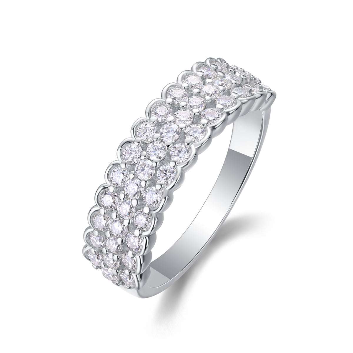 moissanite multi row ring 925 sterling silver statement minimalist luxury