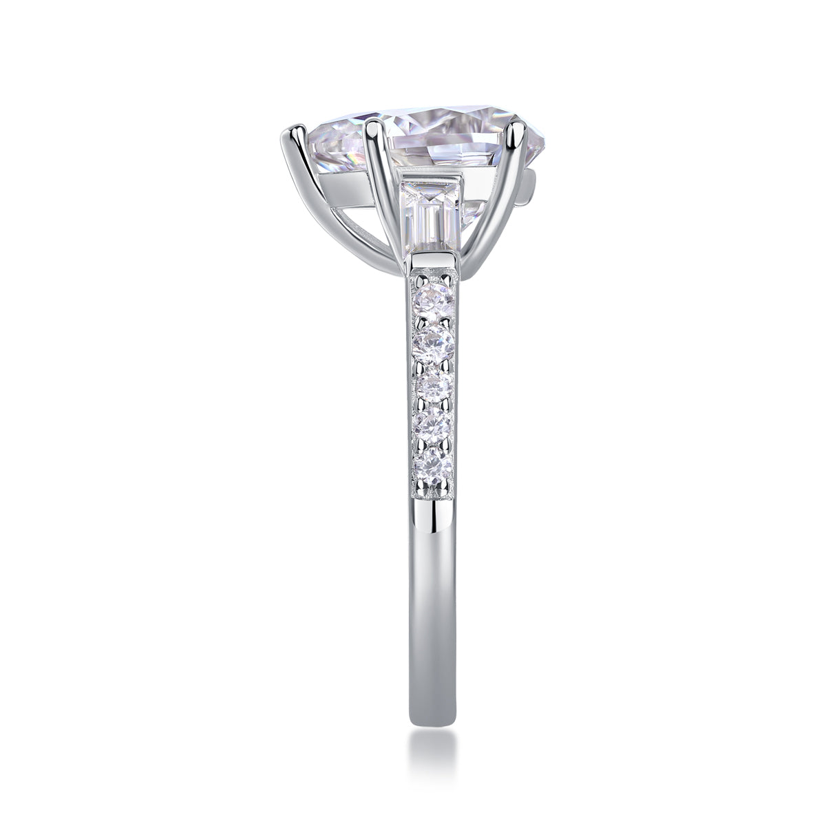 moissanite solitaire ring 925 sterling silver pear cut minimalist luxury