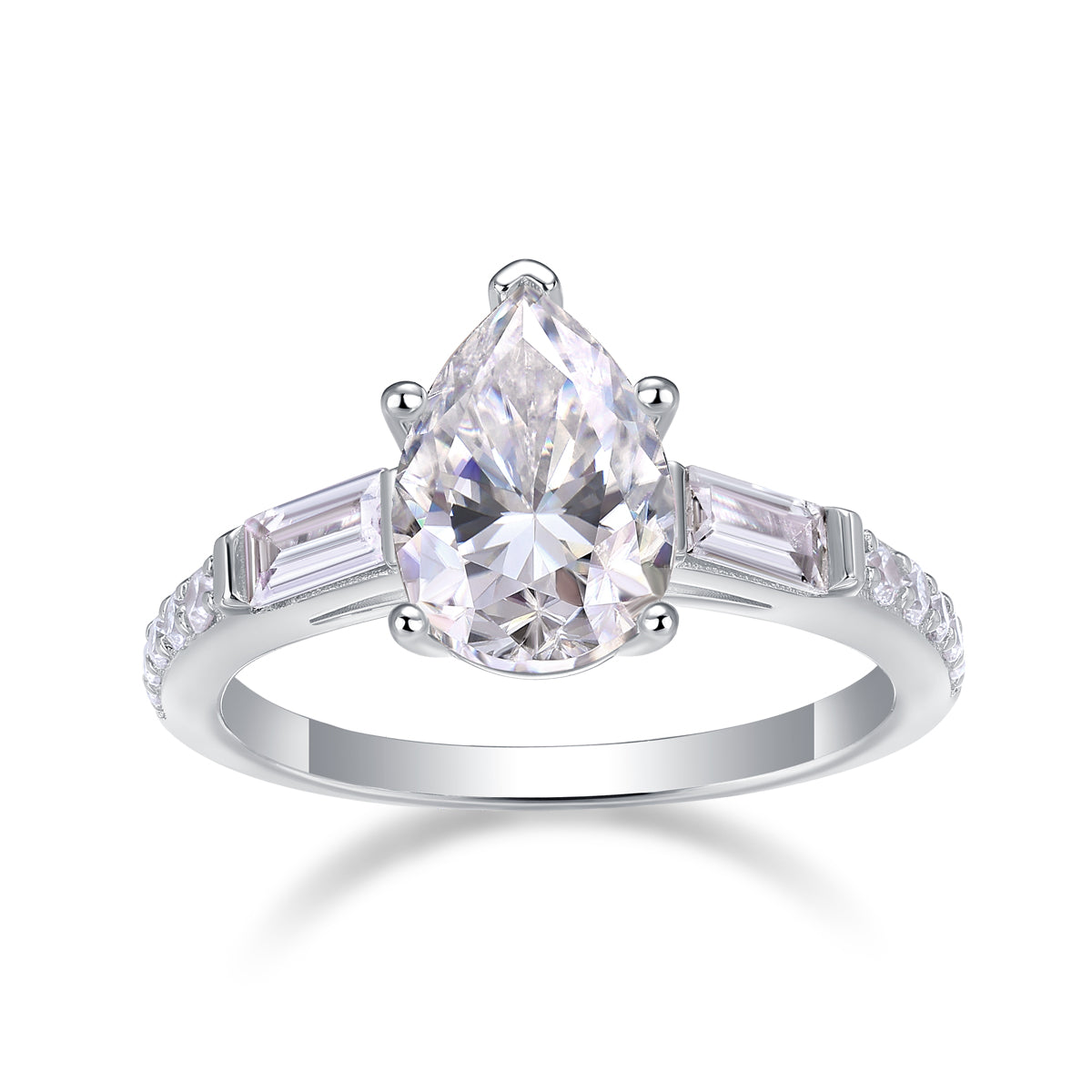 moissanite solitaire ring 925 sterling silver pear cut minimalist luxury