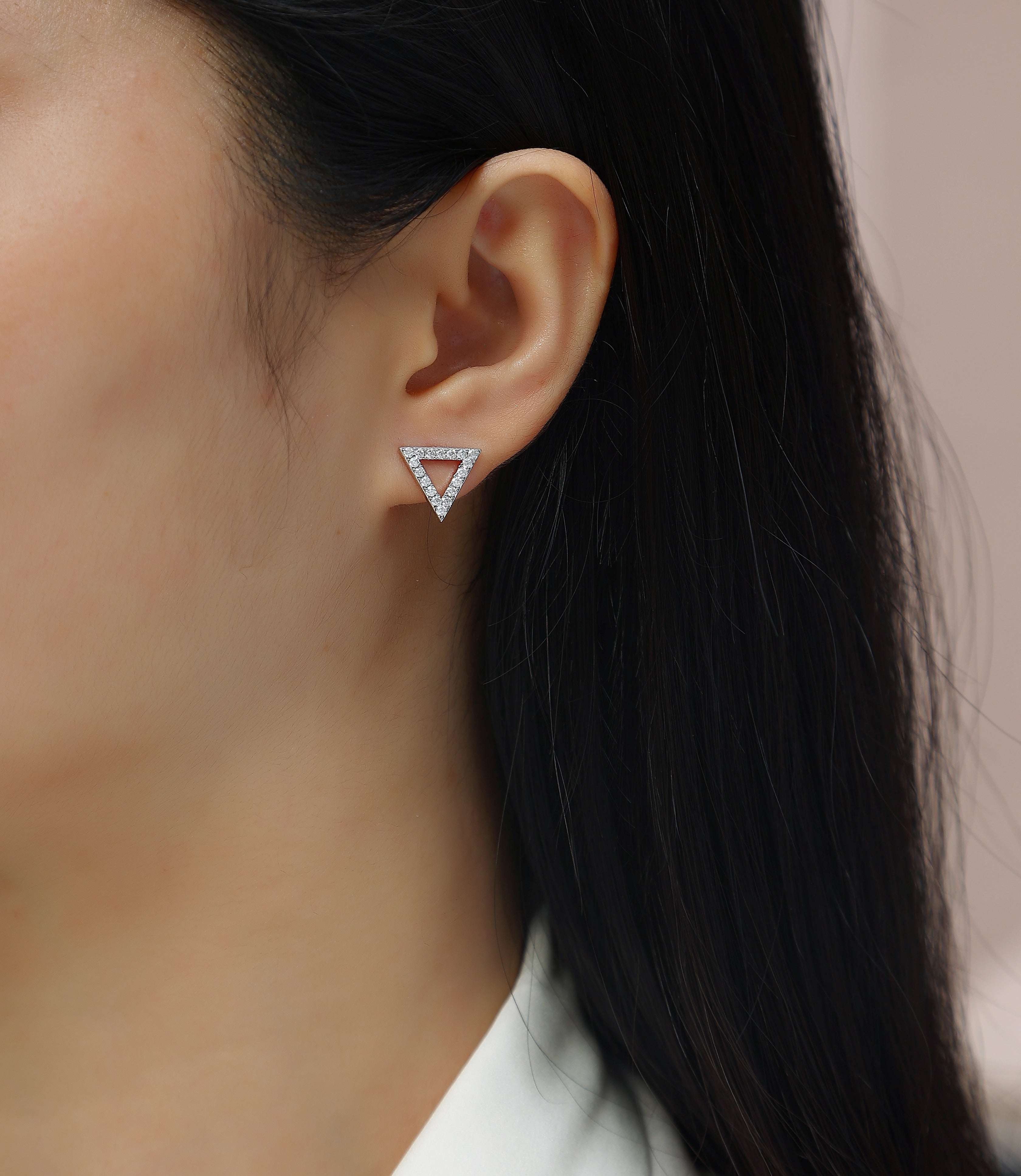 moissanite triangle stud earrings 925 sterling silver minimalist luxury