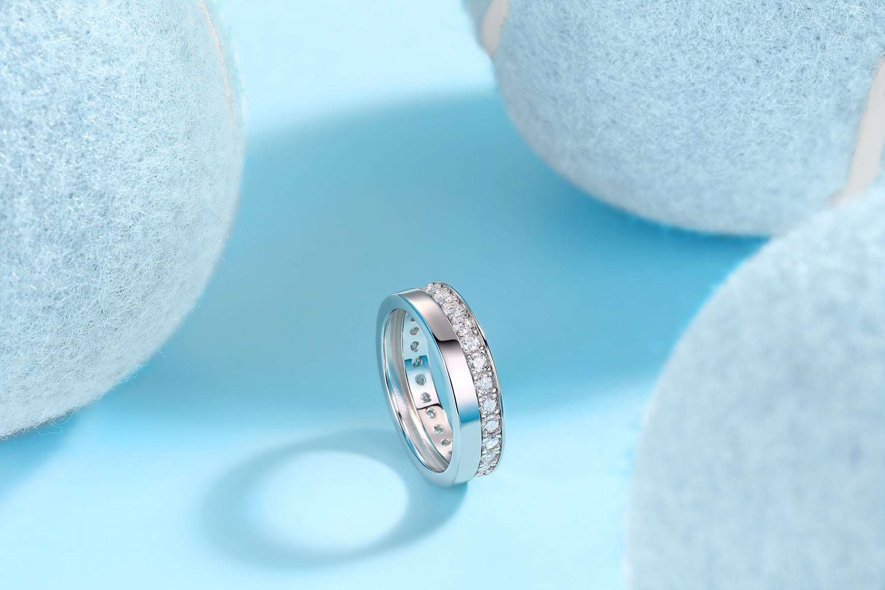 moissanite eternity band ring 925 sterling silver minimalist luxury