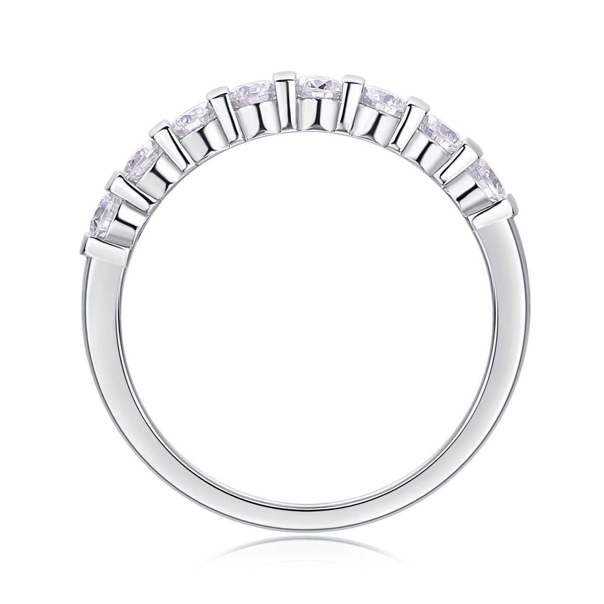Moissanite eternity ring 925 sterling silver band with round stones