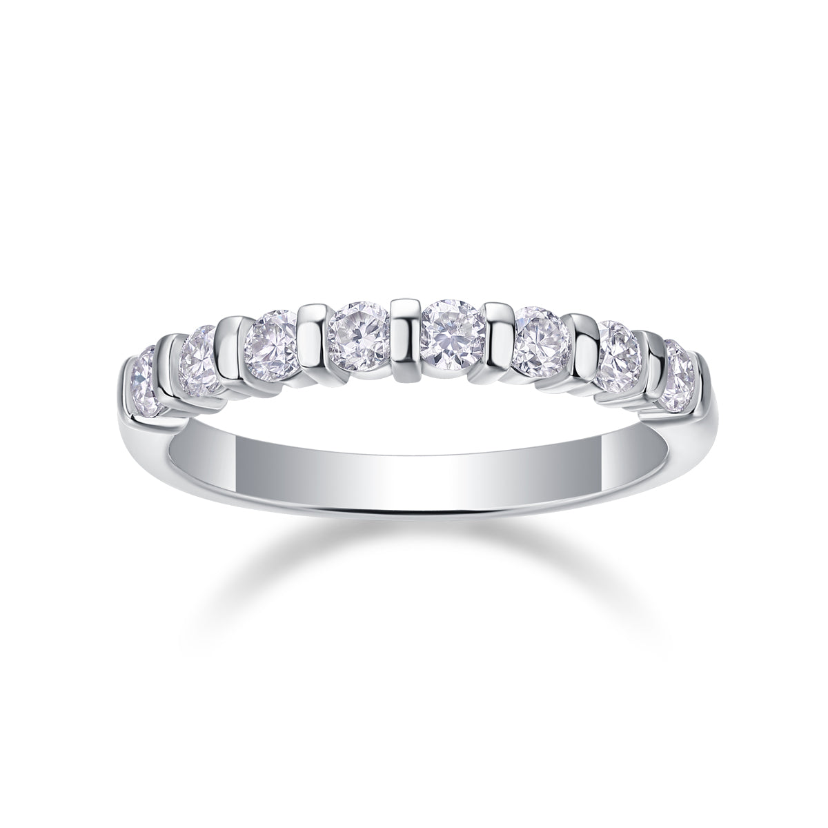 Moissanite eternity ring 925 sterling silver band with round stones
