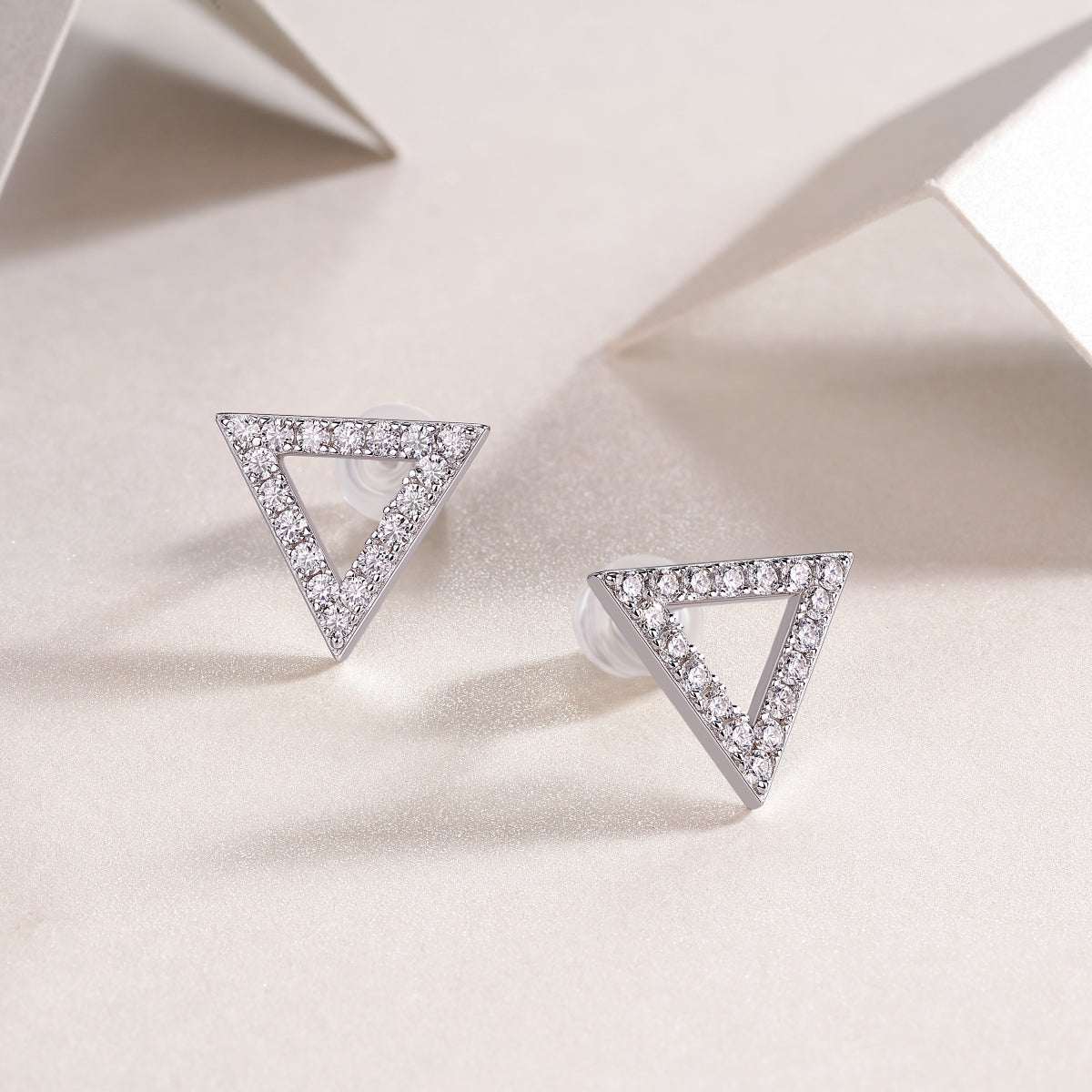 moissanite triangle stud earrings 925 sterling silver minimalist luxury