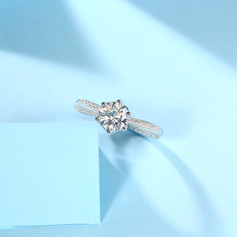 1ct moissanite engagement ring 925 sterling silver d color vvs1 diamond alternative