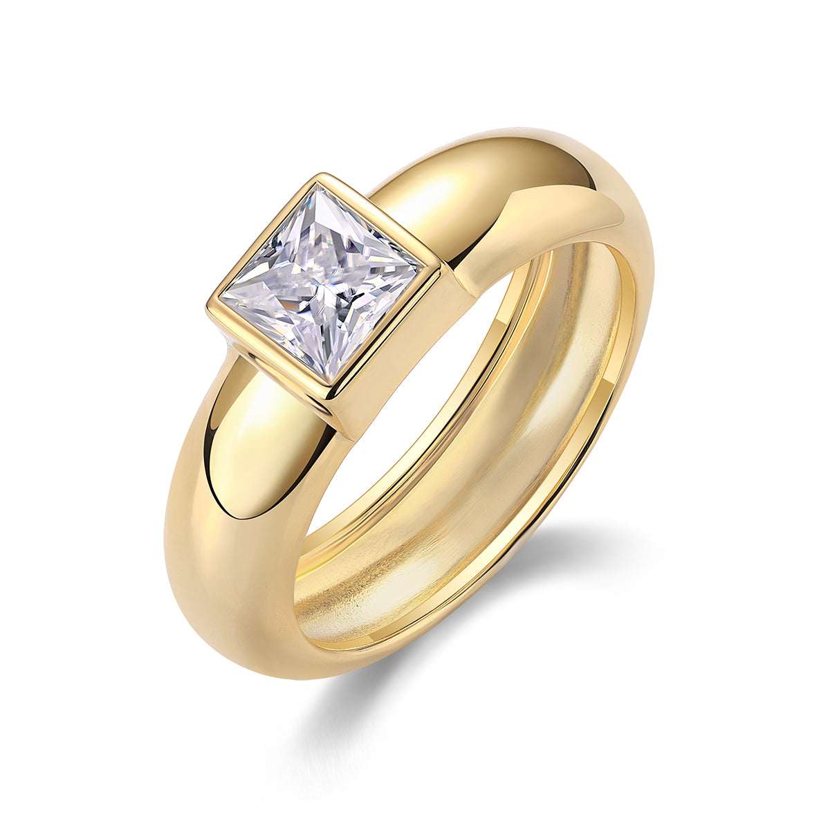 princess cut moissanite ring 925 sterling silver gold minimalist luxury