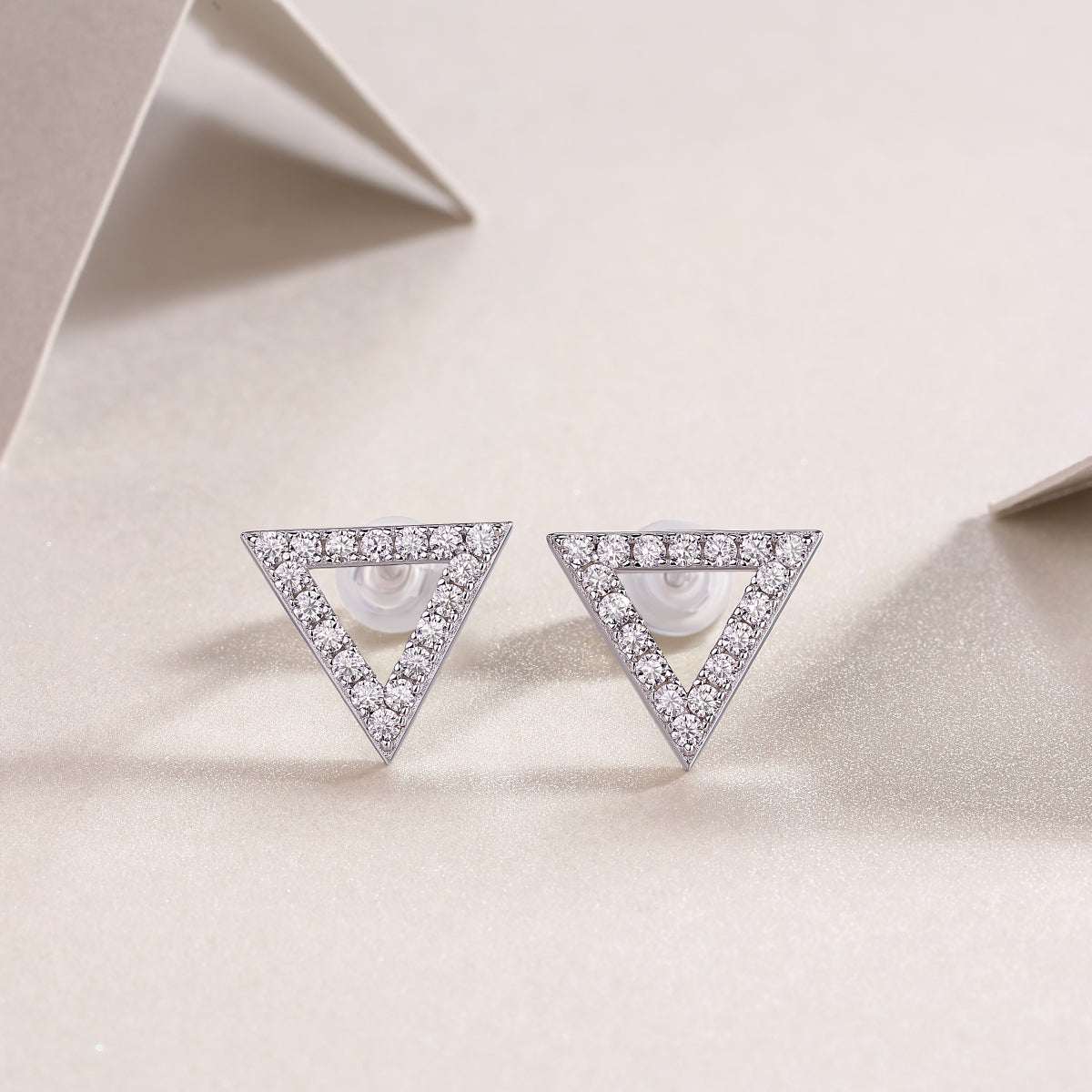 moissanite triangle stud earrings 925 sterling silver minimalist luxury