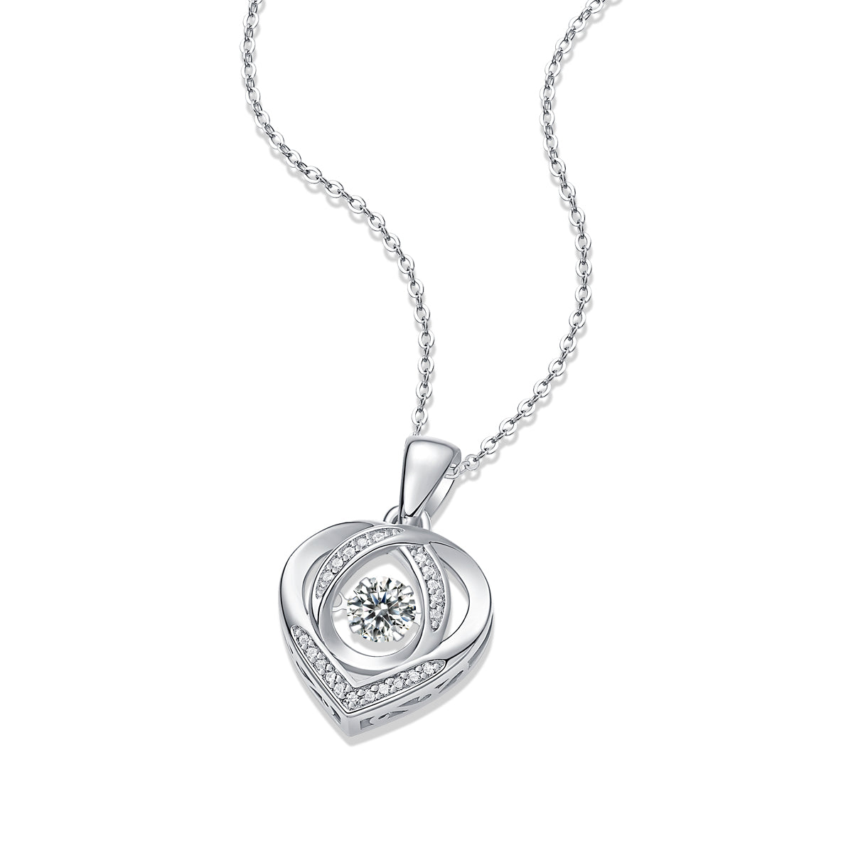 moissanite heart pendant necklace 925 sterling silver minimalist luxury