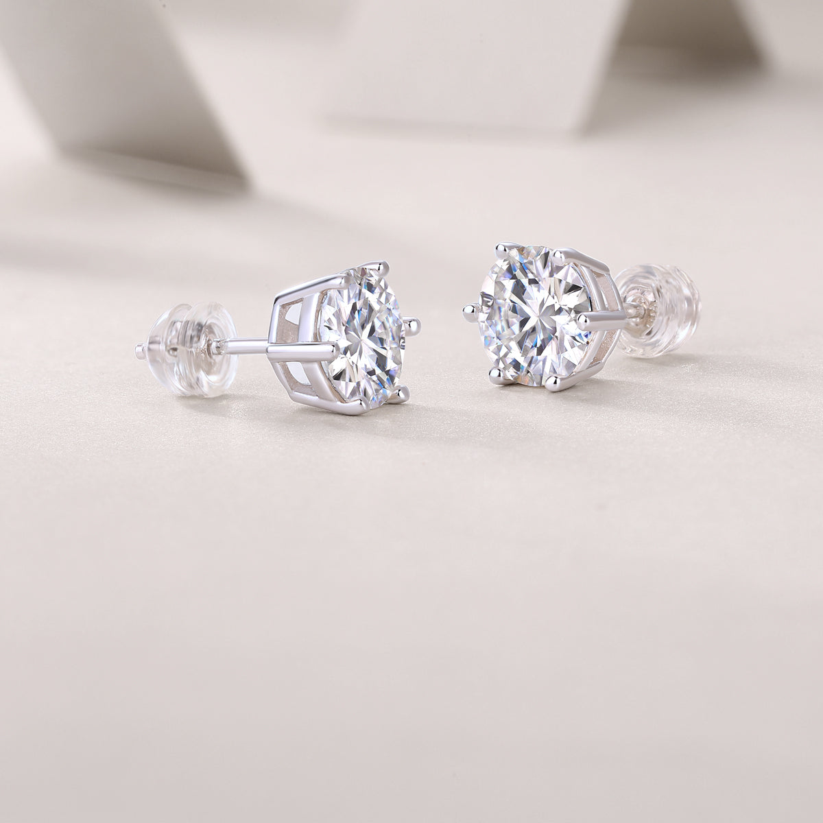 moissanite stud earrings 925 sterling silver round minimalist luxury