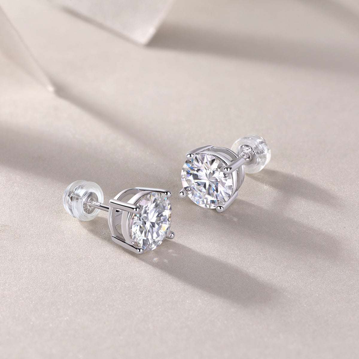 round moissanite stud earrings 925 sterling silver classic minimalist luxury
