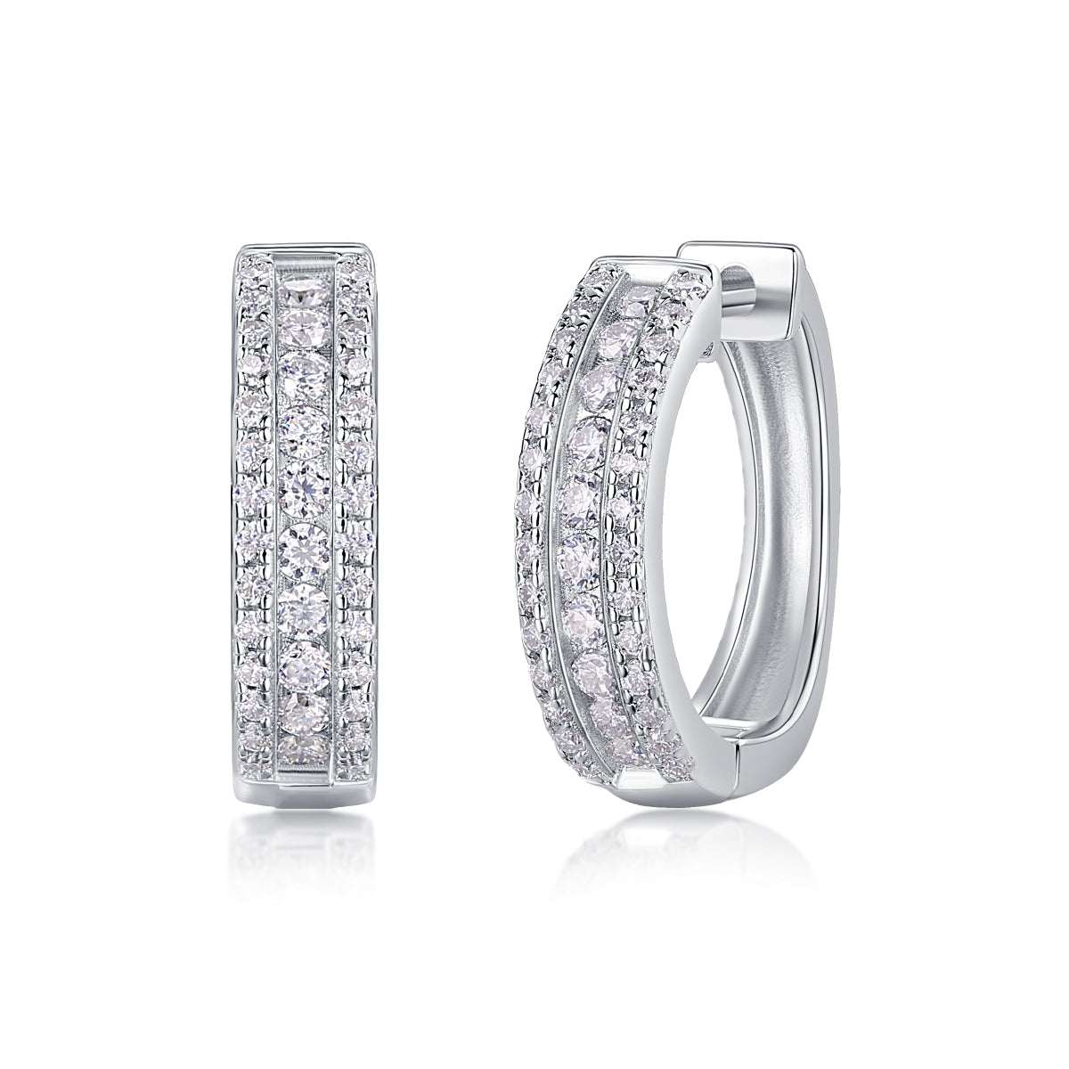 moissanite hoop earrings 925 sterling silver double row luxury