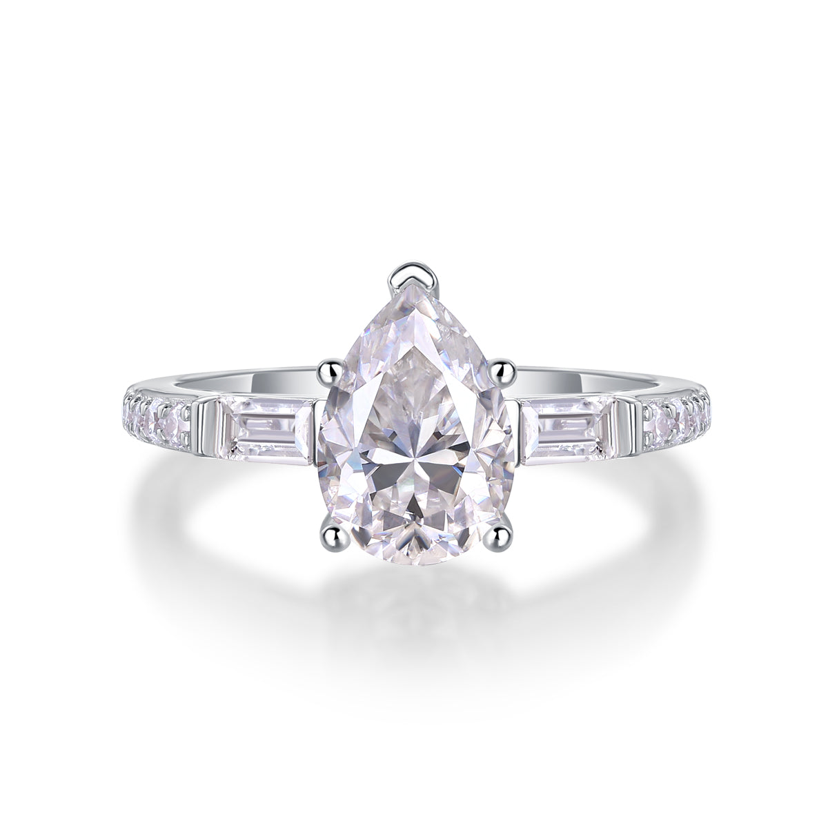 moissanite solitaire ring 925 sterling silver pear cut minimalist luxury