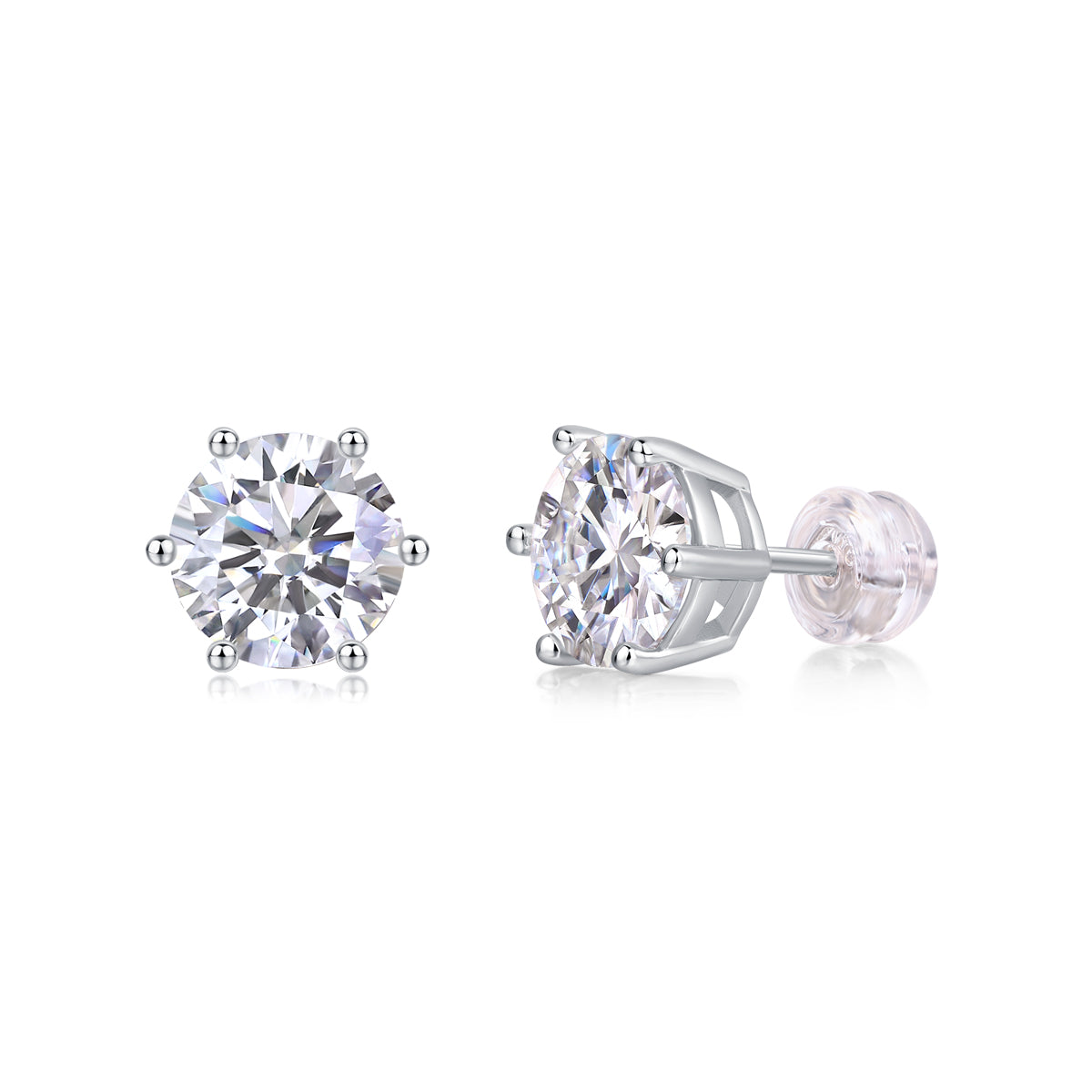 moissanite stud earrings 925 sterling silver round minimalist luxury