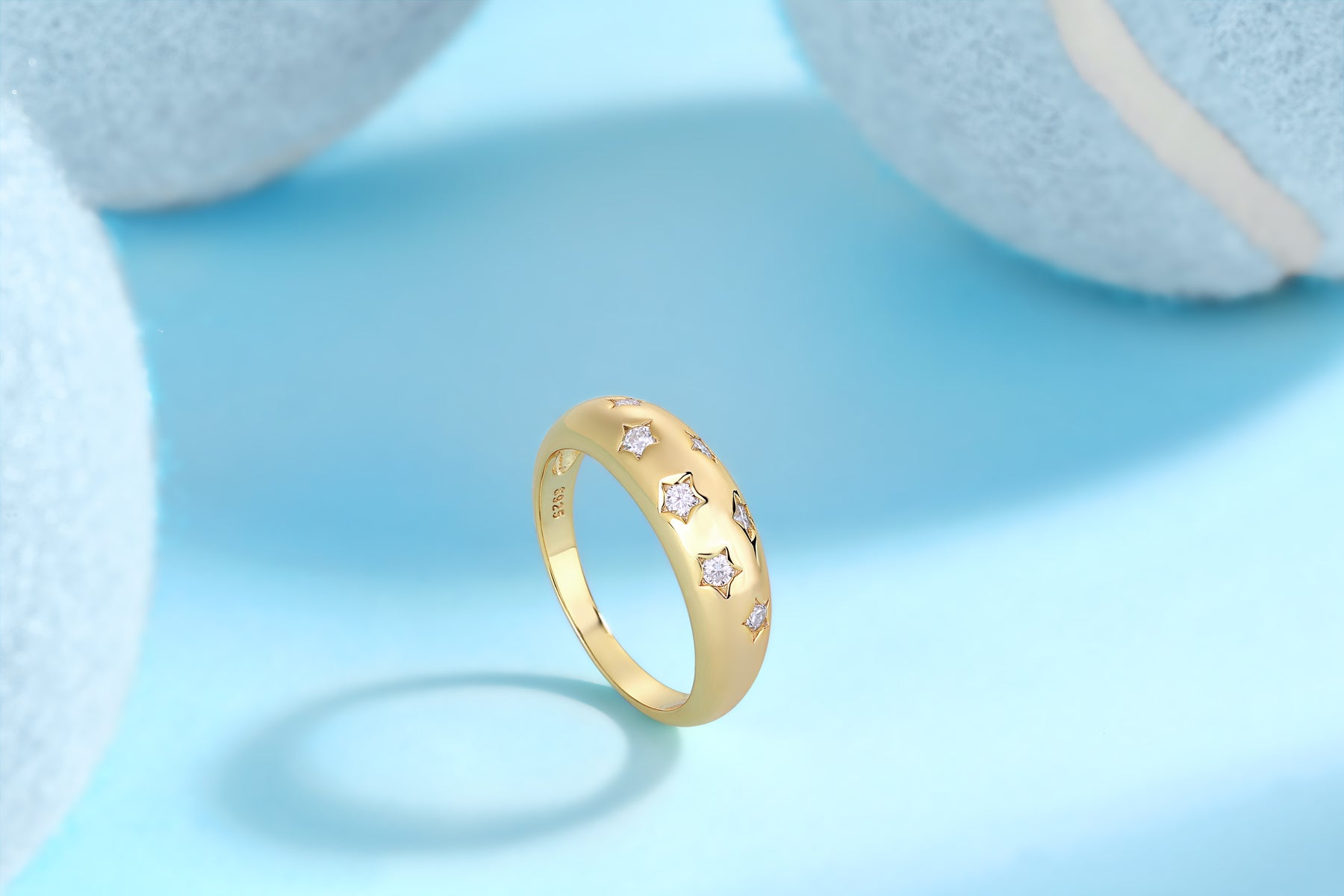 gold moissanite star ring 925 sterling silver wedding band diamond alternative