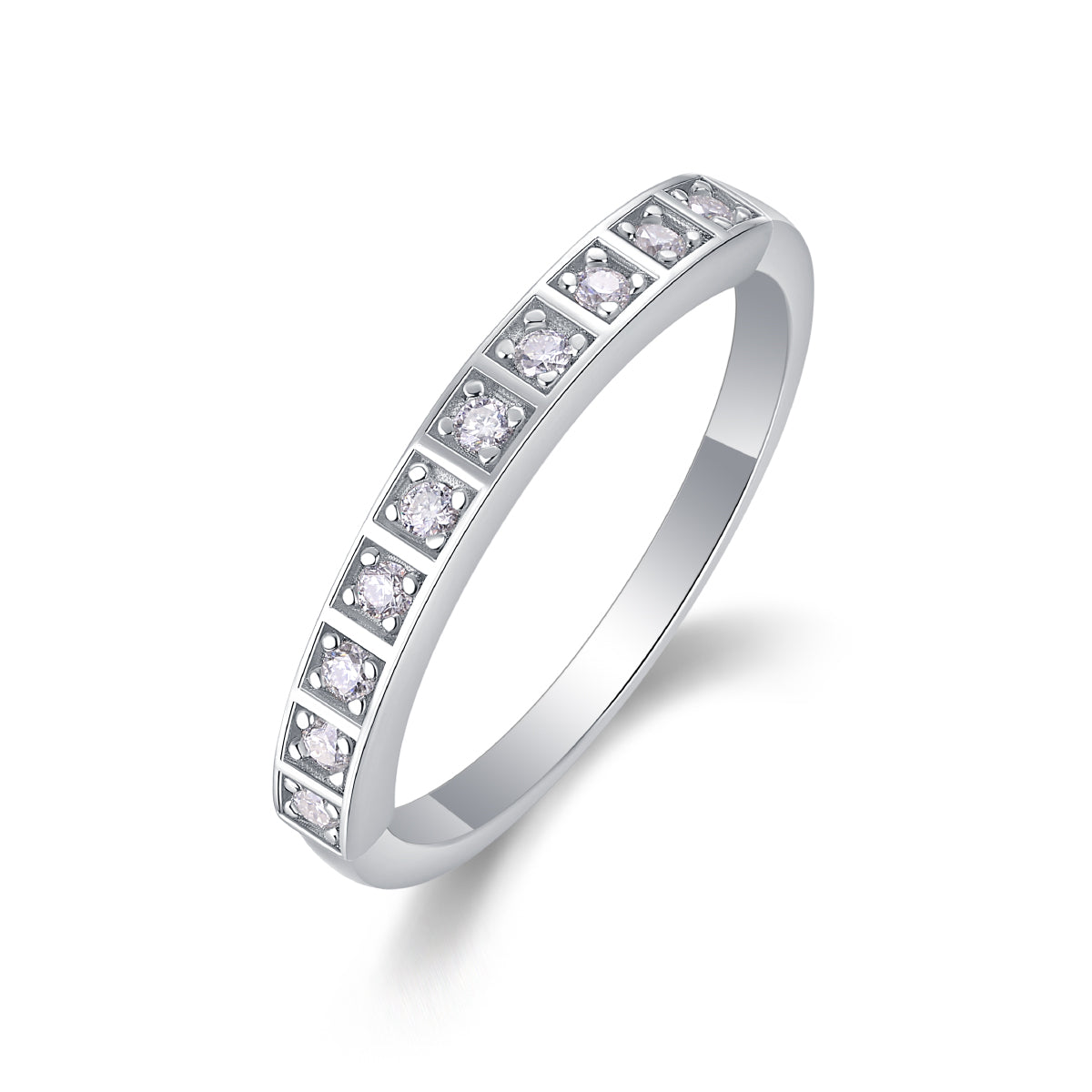 moissanite eternity ring 925 sterling silver square cut band diamond alternative