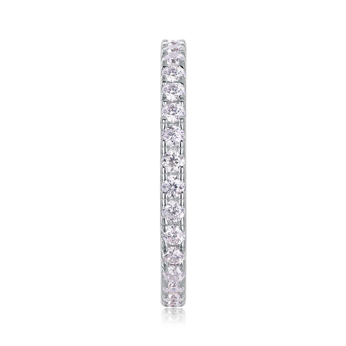 Radiant moissanite eternity ring in 925 sterling silver with pave set stones, elegant minimalist band jewelry