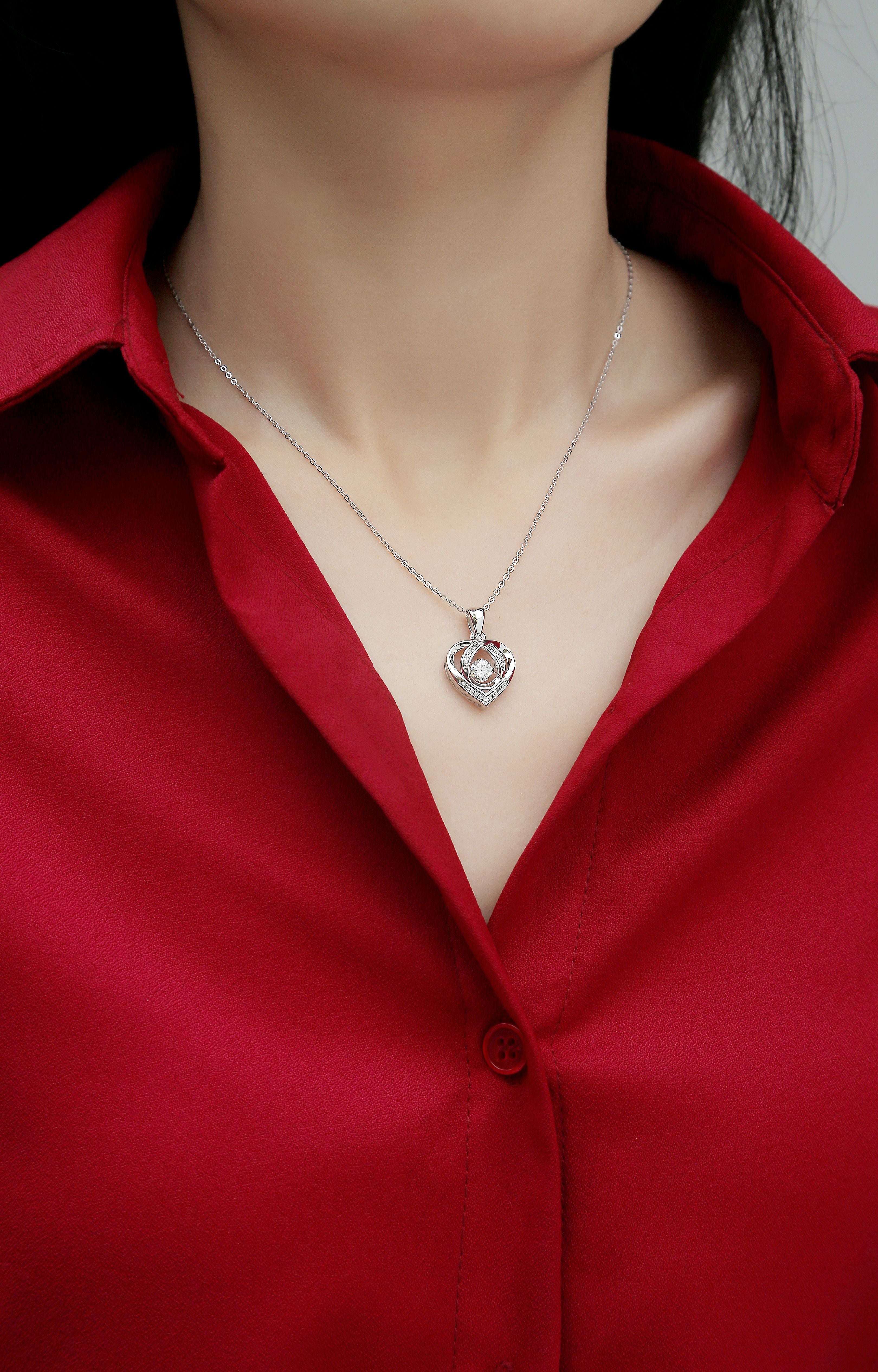 Luxurious Heart Radiance Moissanite Pendant Necklace | S925 Sterling Silver | Brilliant Heart Cut Diamond Simulant | Romantic Jewelry Gift for Her