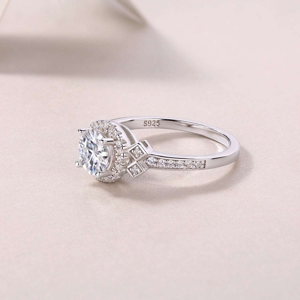 moissanite halo ring 925 sterling silver round cut minimalist luxury