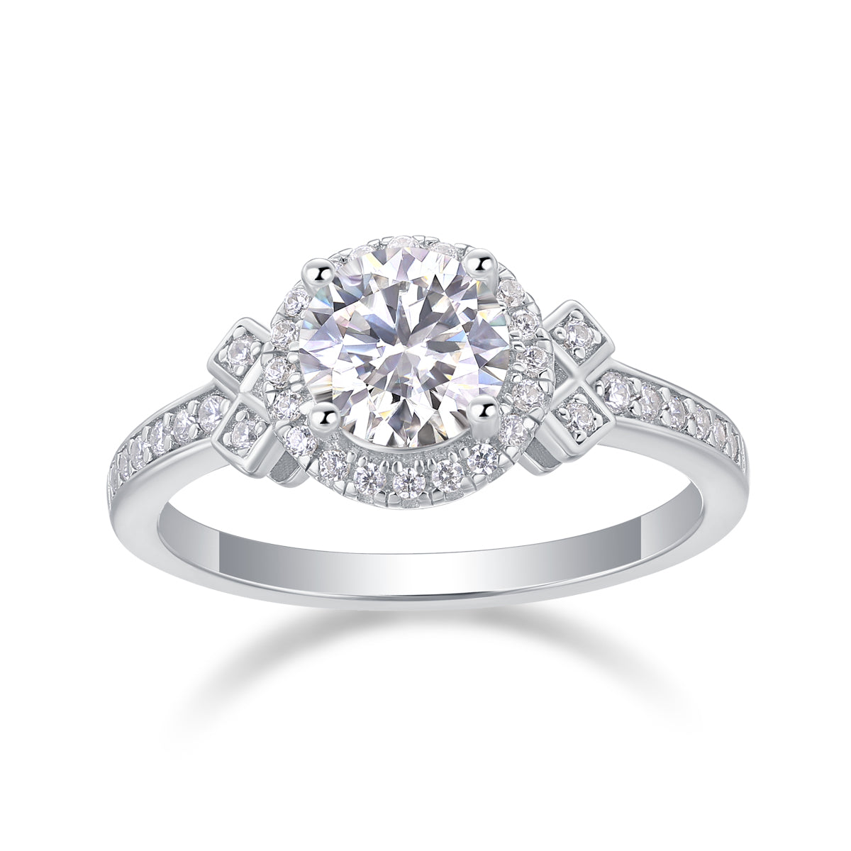 moissanite halo ring 925 sterling silver round cut minimalist luxury