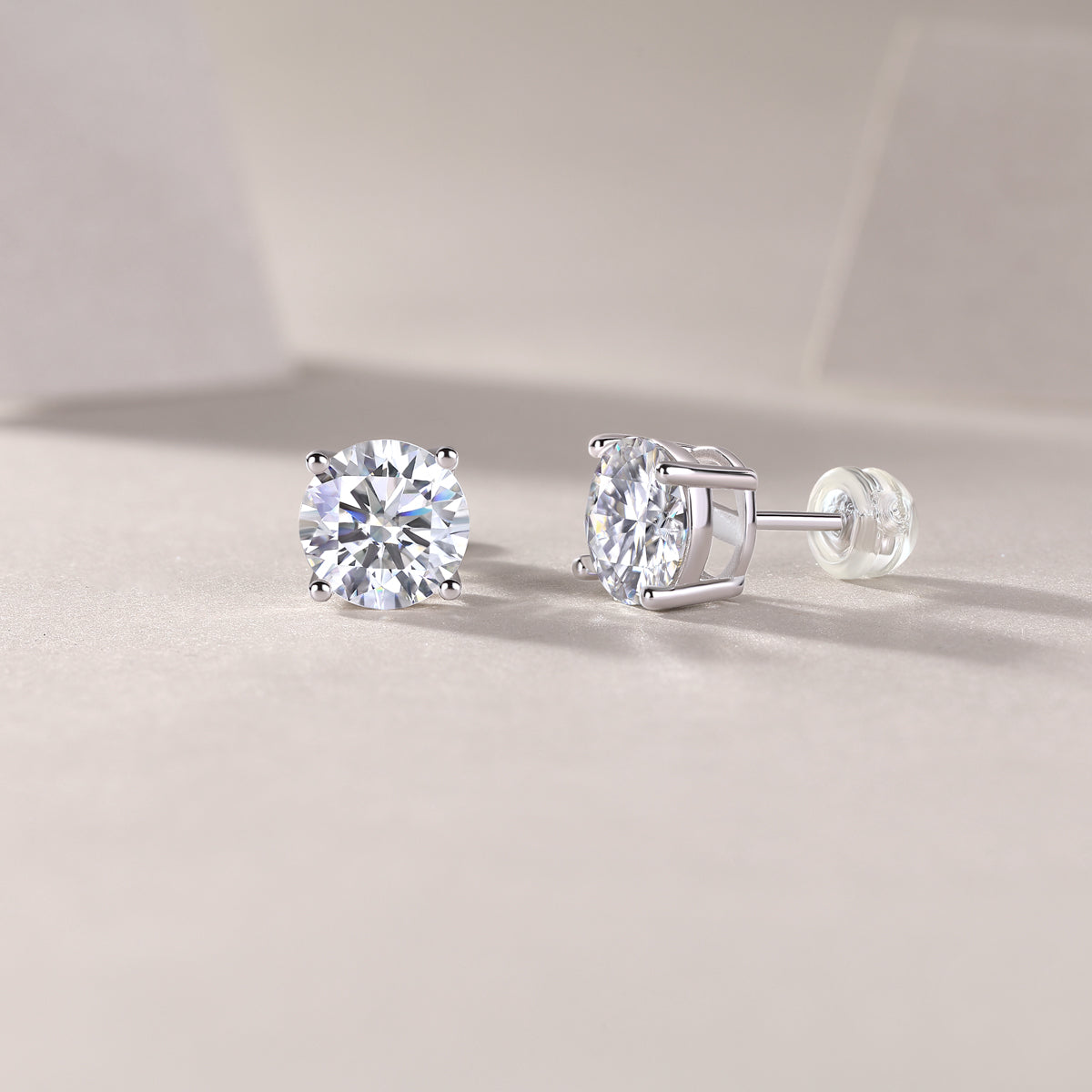 round moissanite stud earrings 925 sterling silver classic minimalist luxury