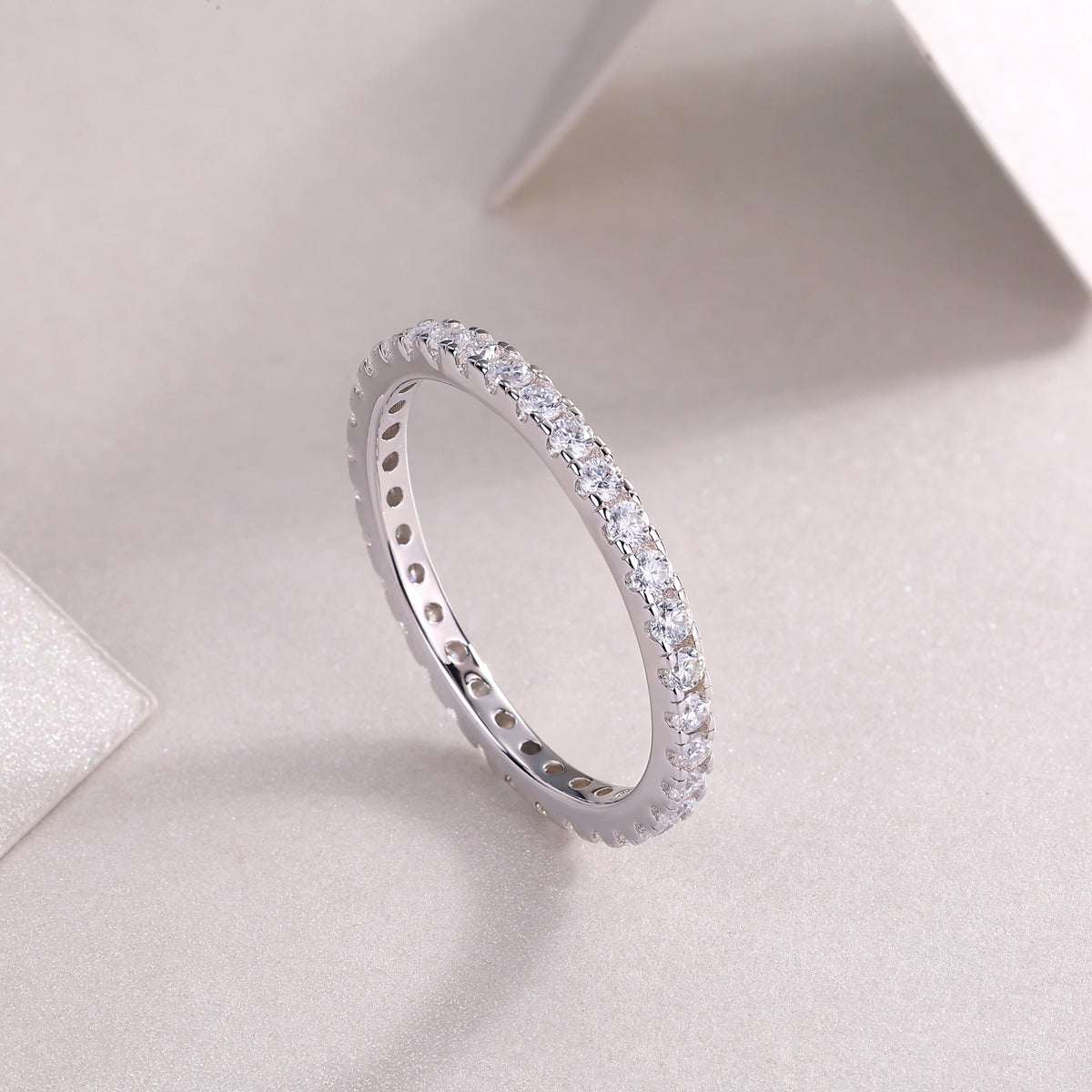 Moissanite eternity ring 925 silver pave band