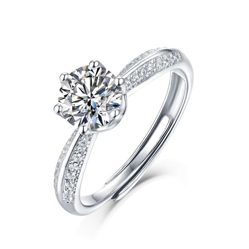 1ct moissanite engagement ring 925 sterling silver d color vvs1 diamond alternative