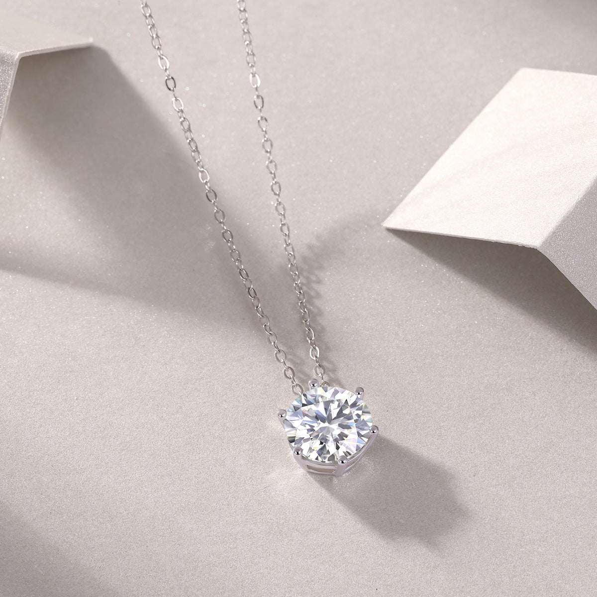 moissanite solitaire pendant necklace 925 sterling silver minimalist luxury