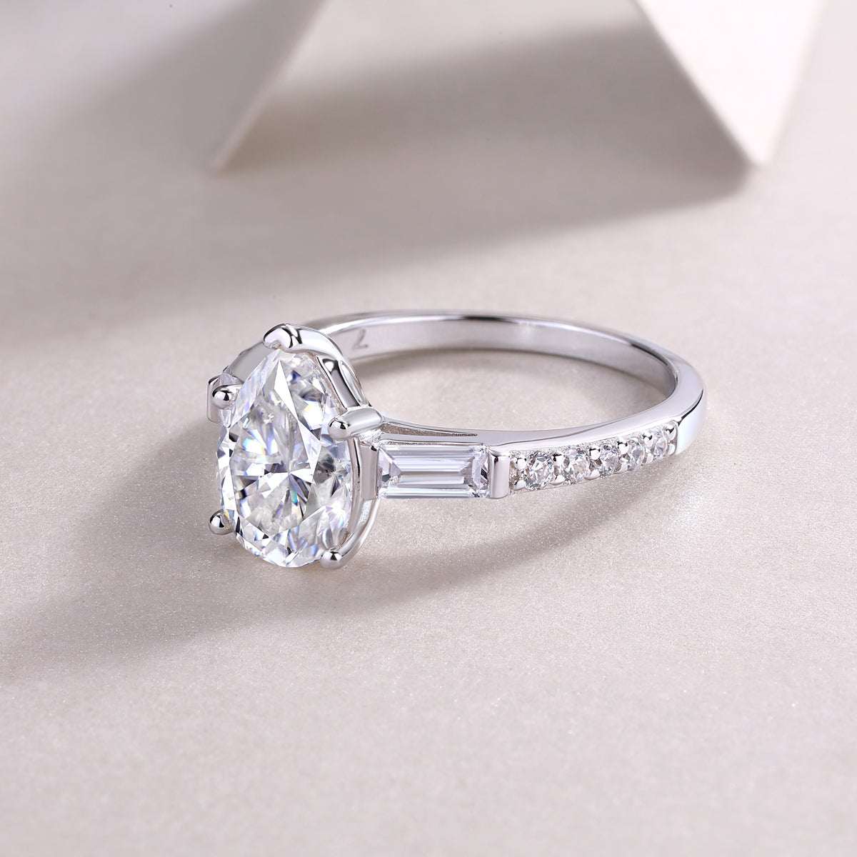 moissanite solitaire ring 925 sterling silver pear cut minimalist luxury