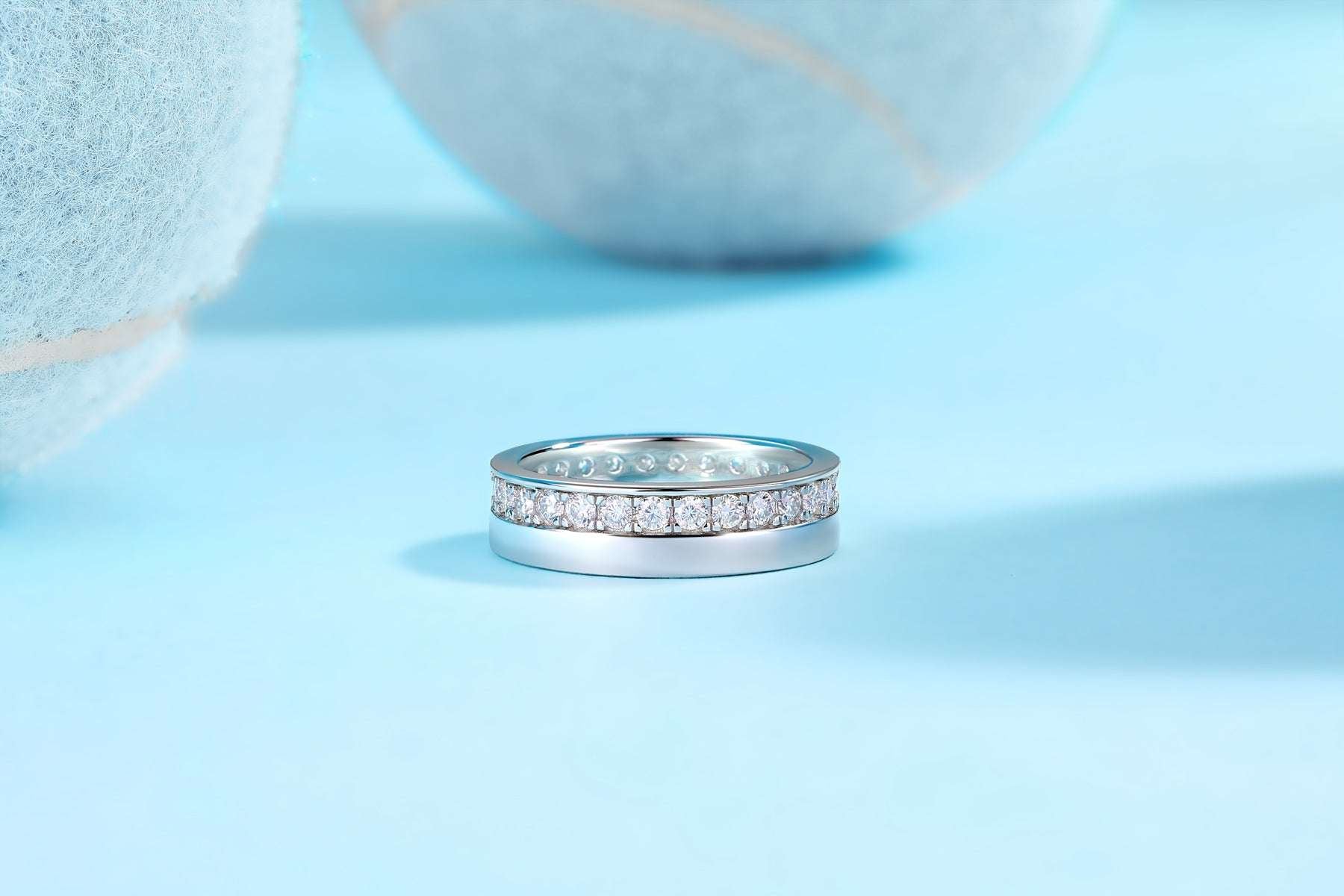 moissanite eternity band ring 925 sterling silver minimalist luxury