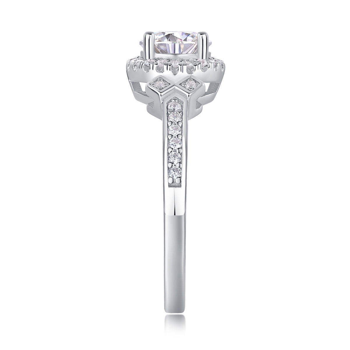 moissanite halo ring 925 sterling silver round cut minimalist luxury