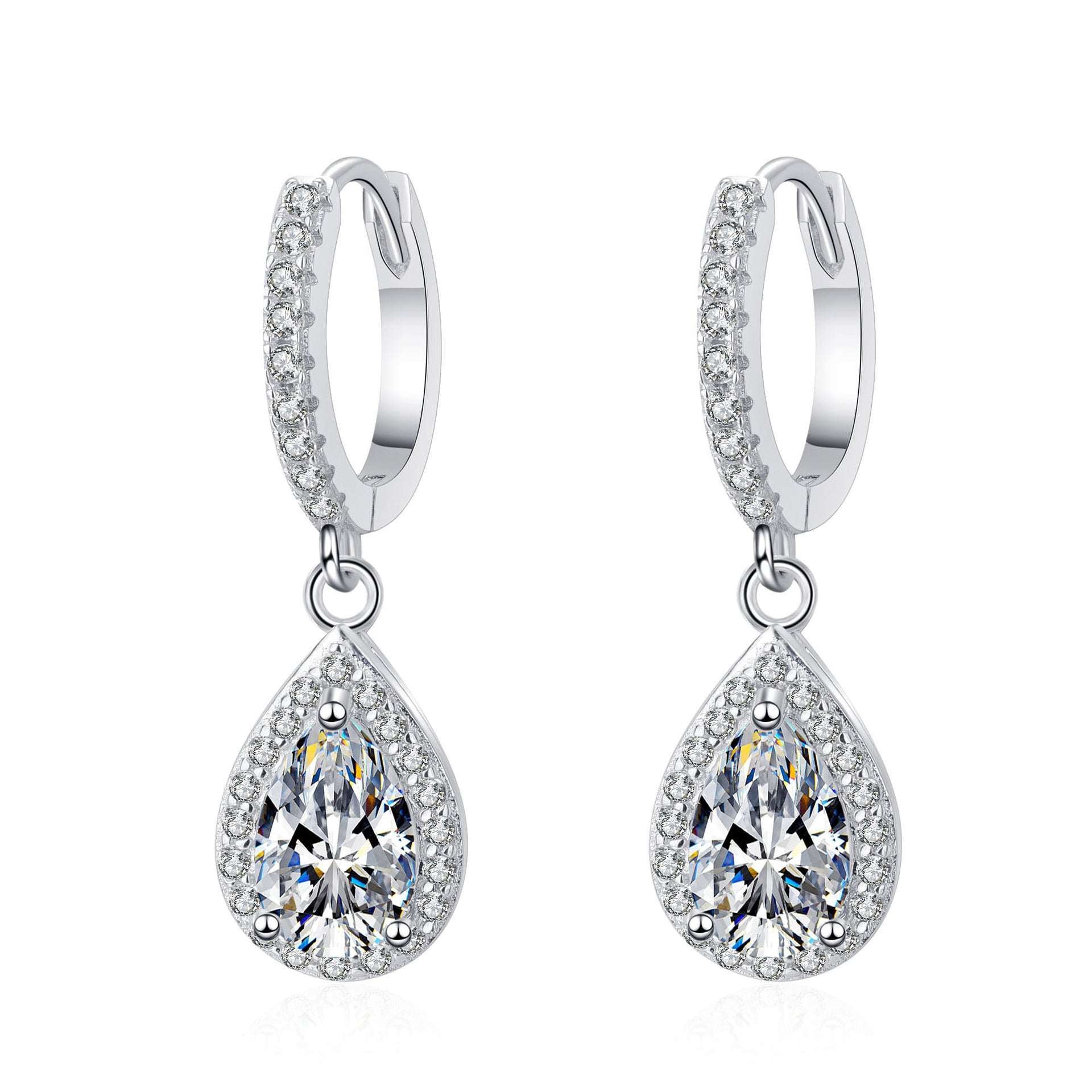 Pear Cut Moissanite Drop Earrings 925 Sterling Silver D Color VVS1 Luxury Bridal Jewelry