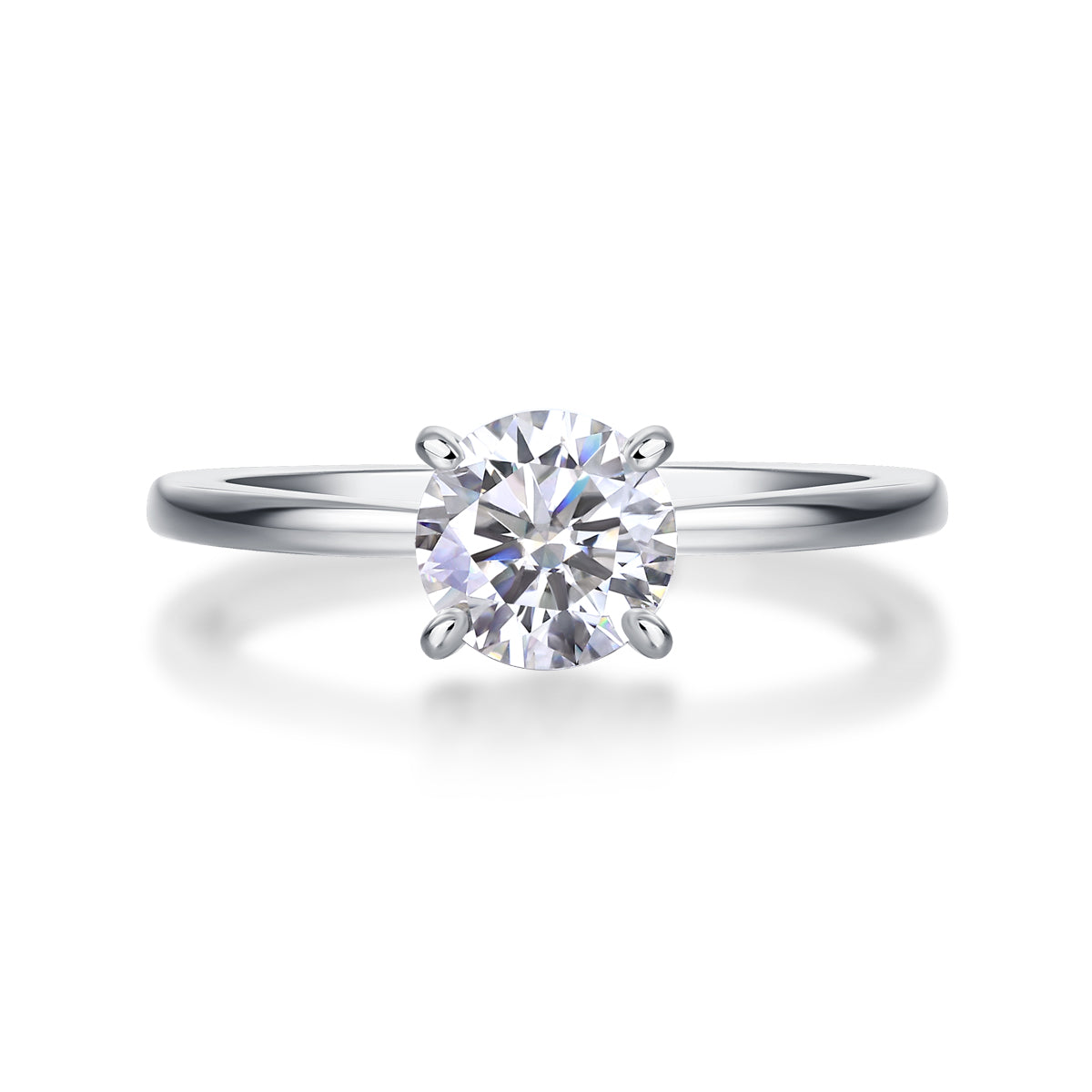Classic 1ct Moissanite Solitaire Ring 925 Sterling Silver 4-Prong Engagement Ring D Color VVS1 Diamond Alternative