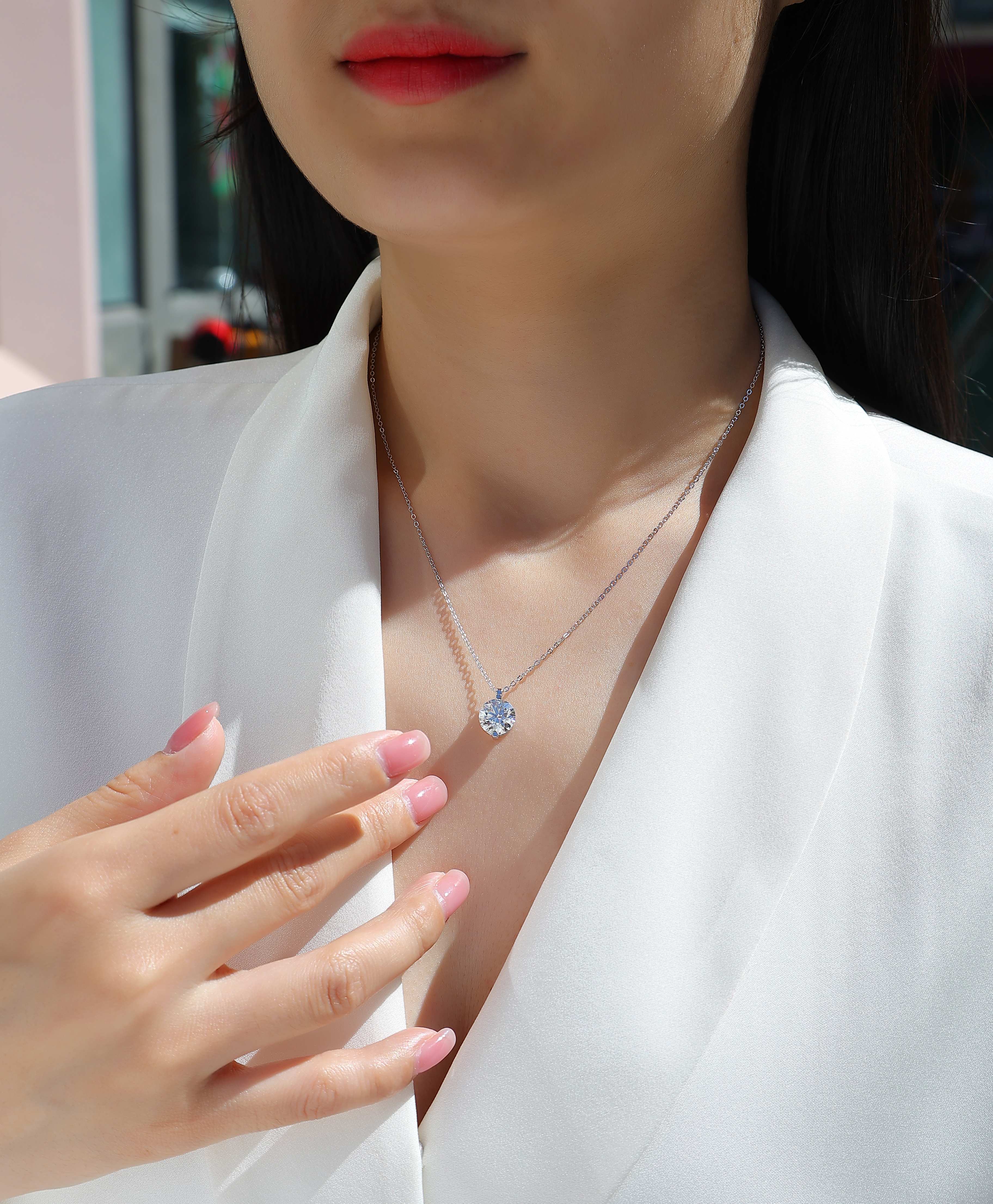moissanite solitaire pendant necklace 925 sterling silver minimalist luxury