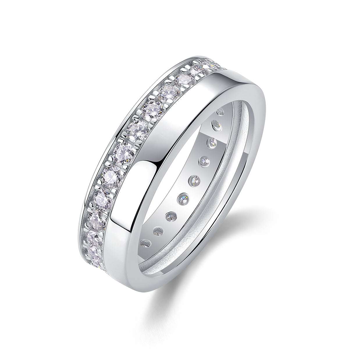 moissanite eternity band ring 925 sterling silver minimalist luxury