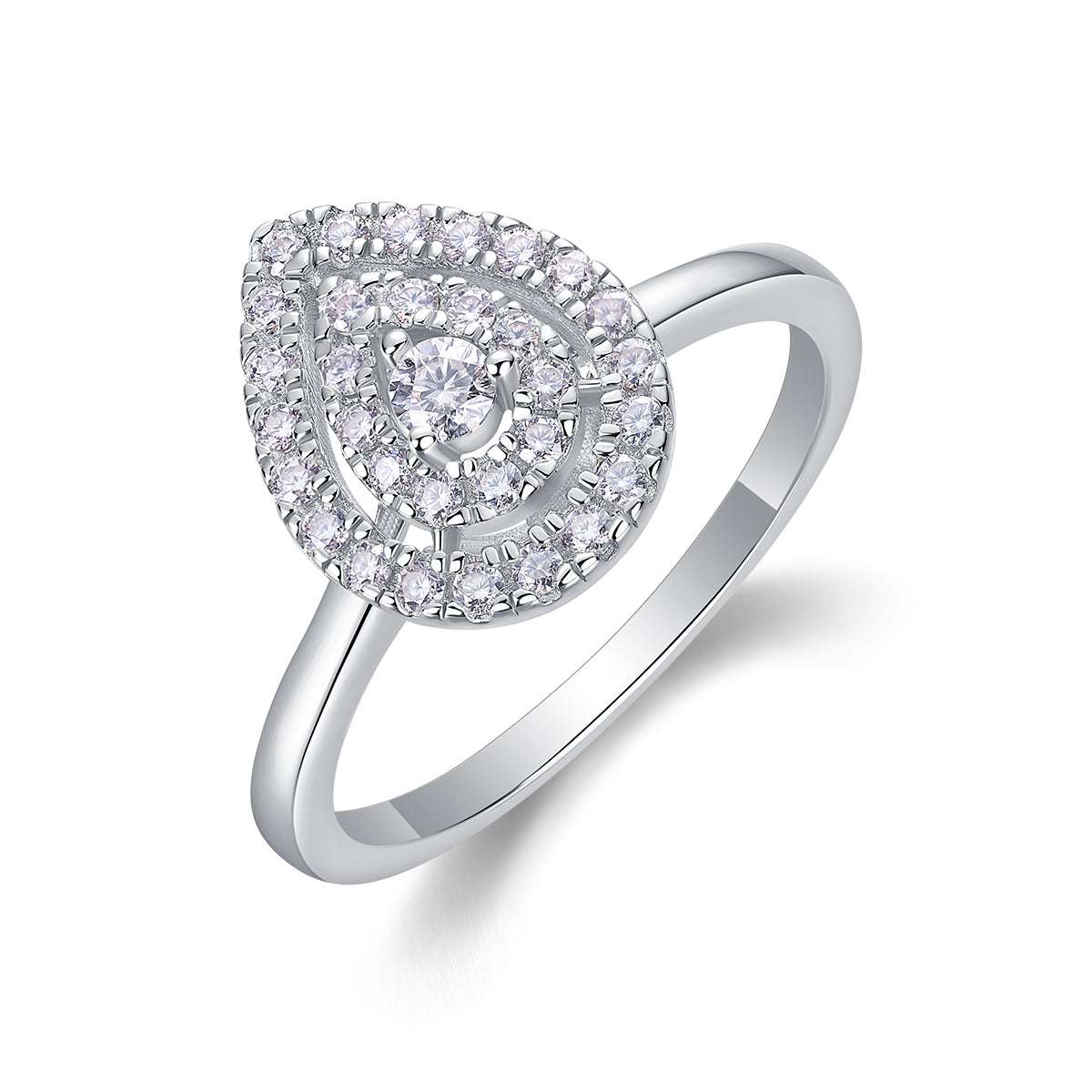 pear moissanite halo ring 925 sterling silver minimalist luxury