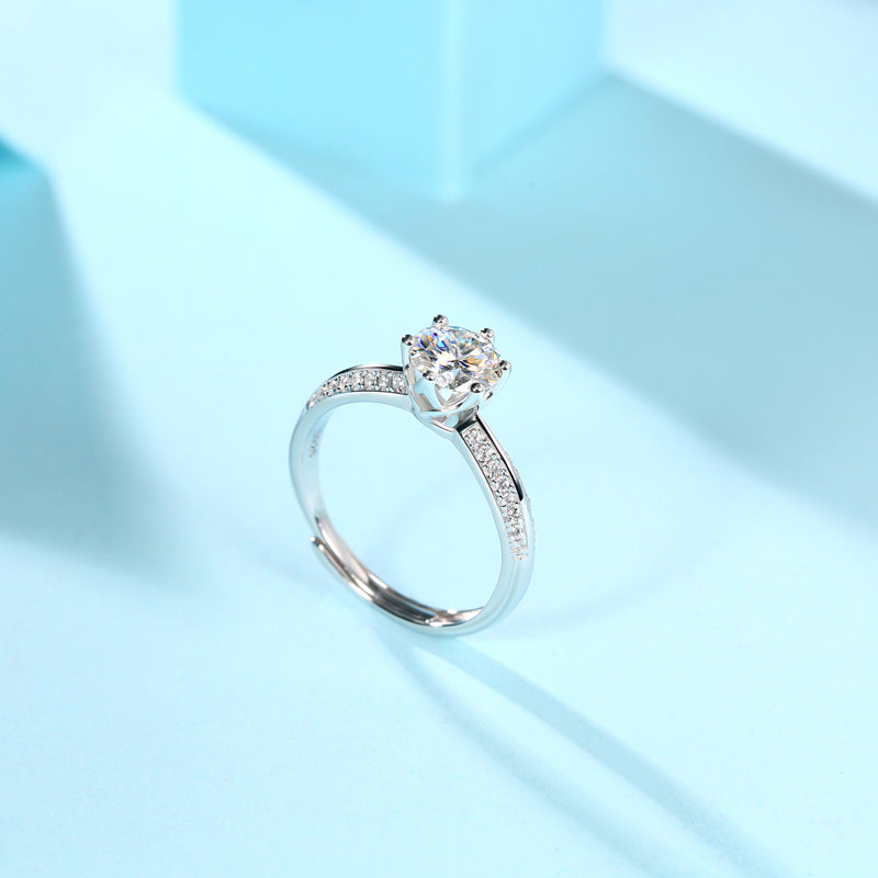 1ct moissanite engagement ring 925 sterling silver d color vvs1 diamond alternative