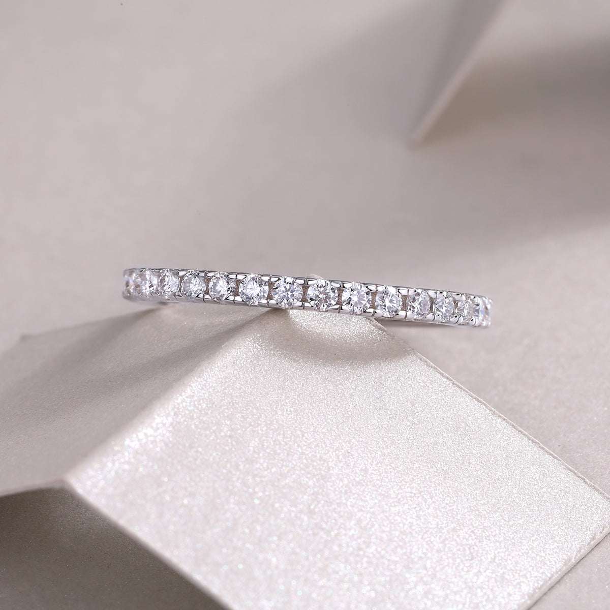 Moissanite eternity ring 925 silver pave band